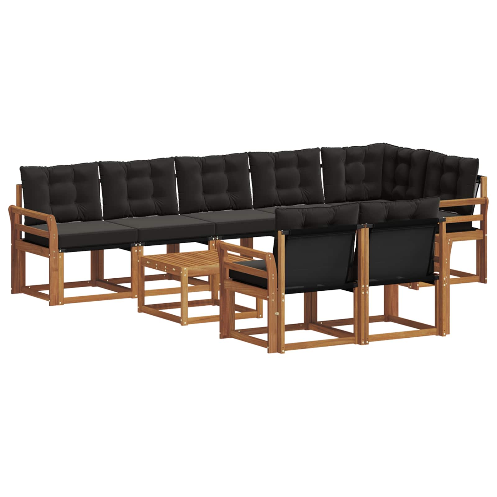Outdoor-Sofagarnitur mit Kissen 9 pcs Natürlich und Schwarz
