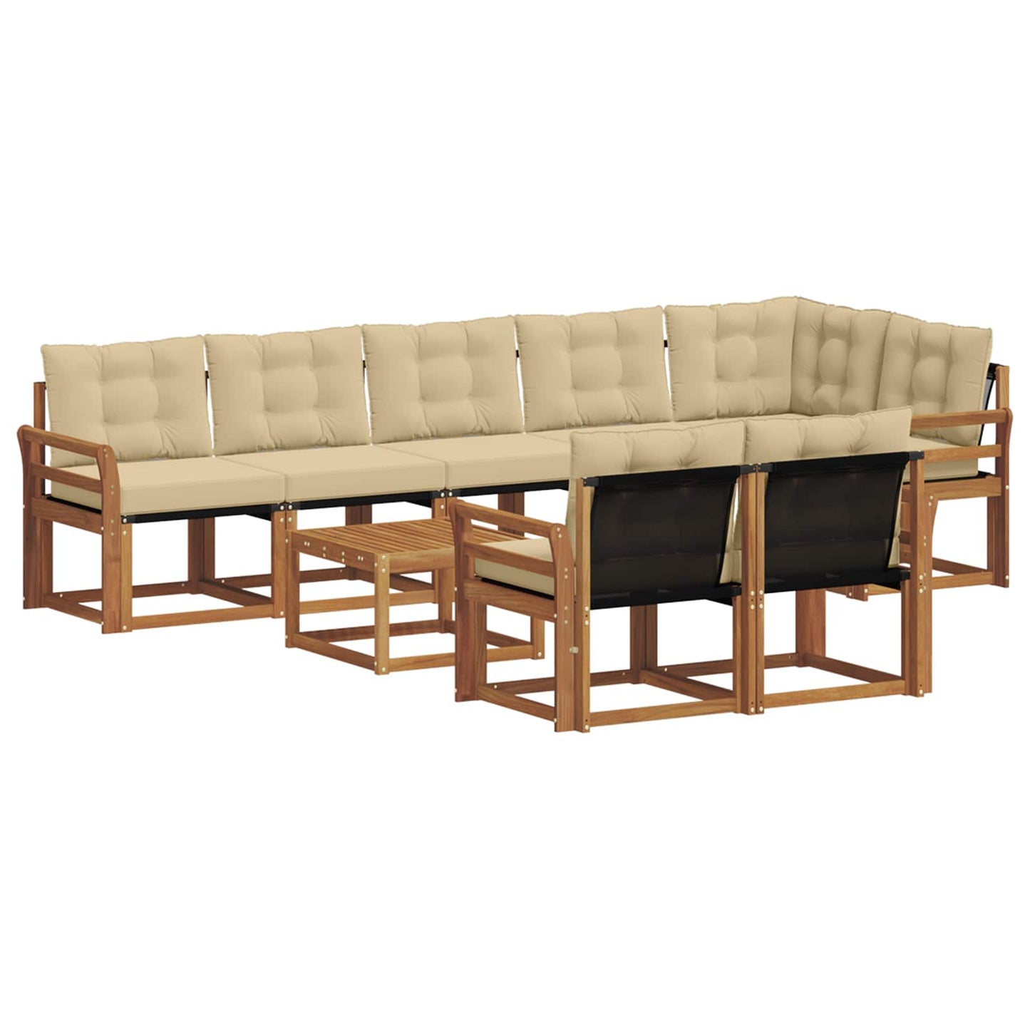 Outdoor-Sofagarnitur 9 stk. Natur und Beige