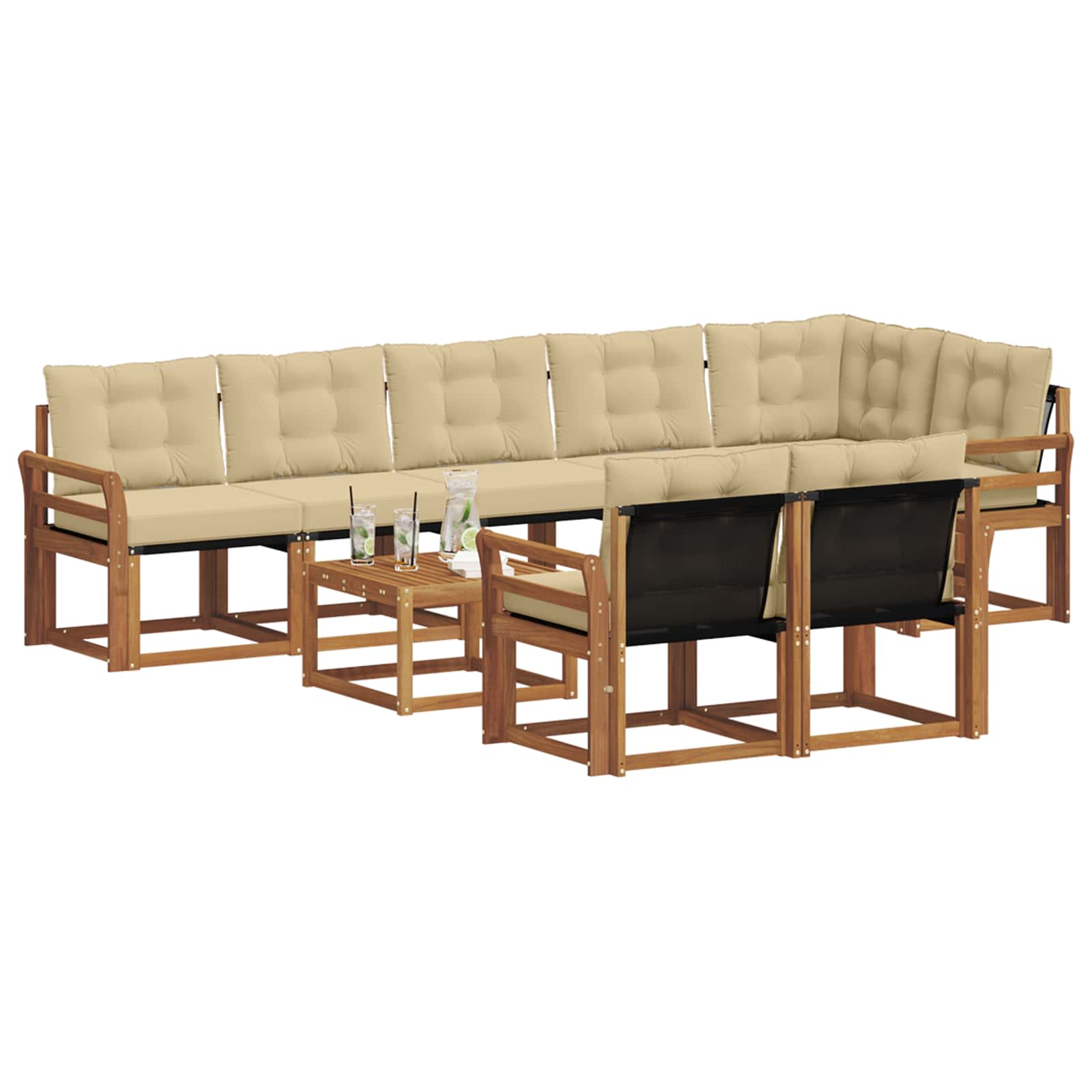 Outdoor-Sofagarnitur 9 stk. Natur und Beige
