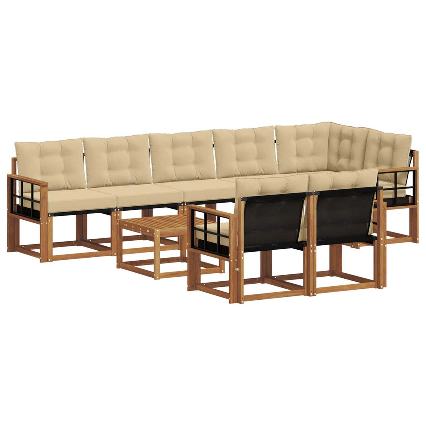 Outdoor-Sofagarnitur mit Kissen 9 pcs Natur und Beige