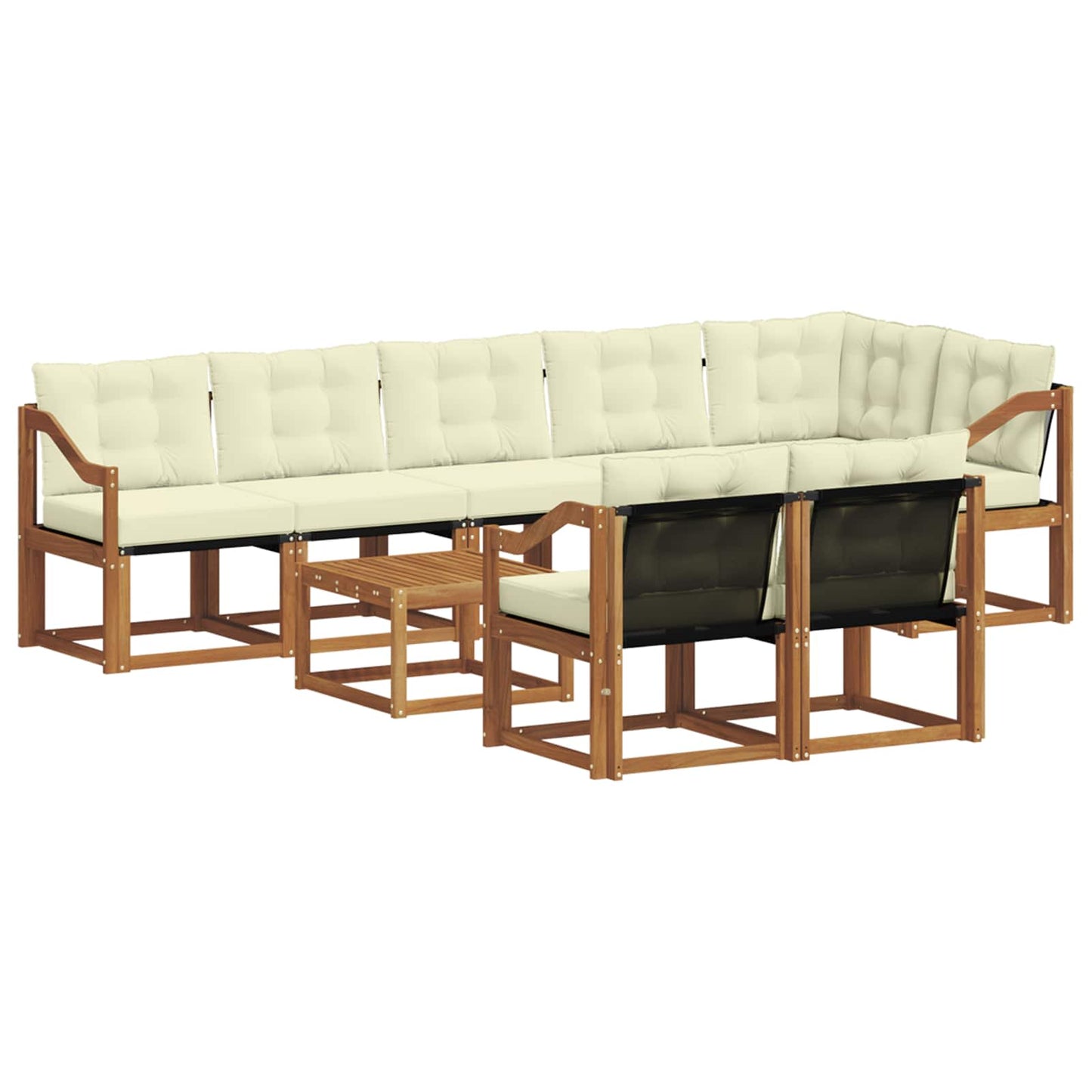 Outdoor-Sofagarnitur mit Kissen 9 pcs Natur und Creme