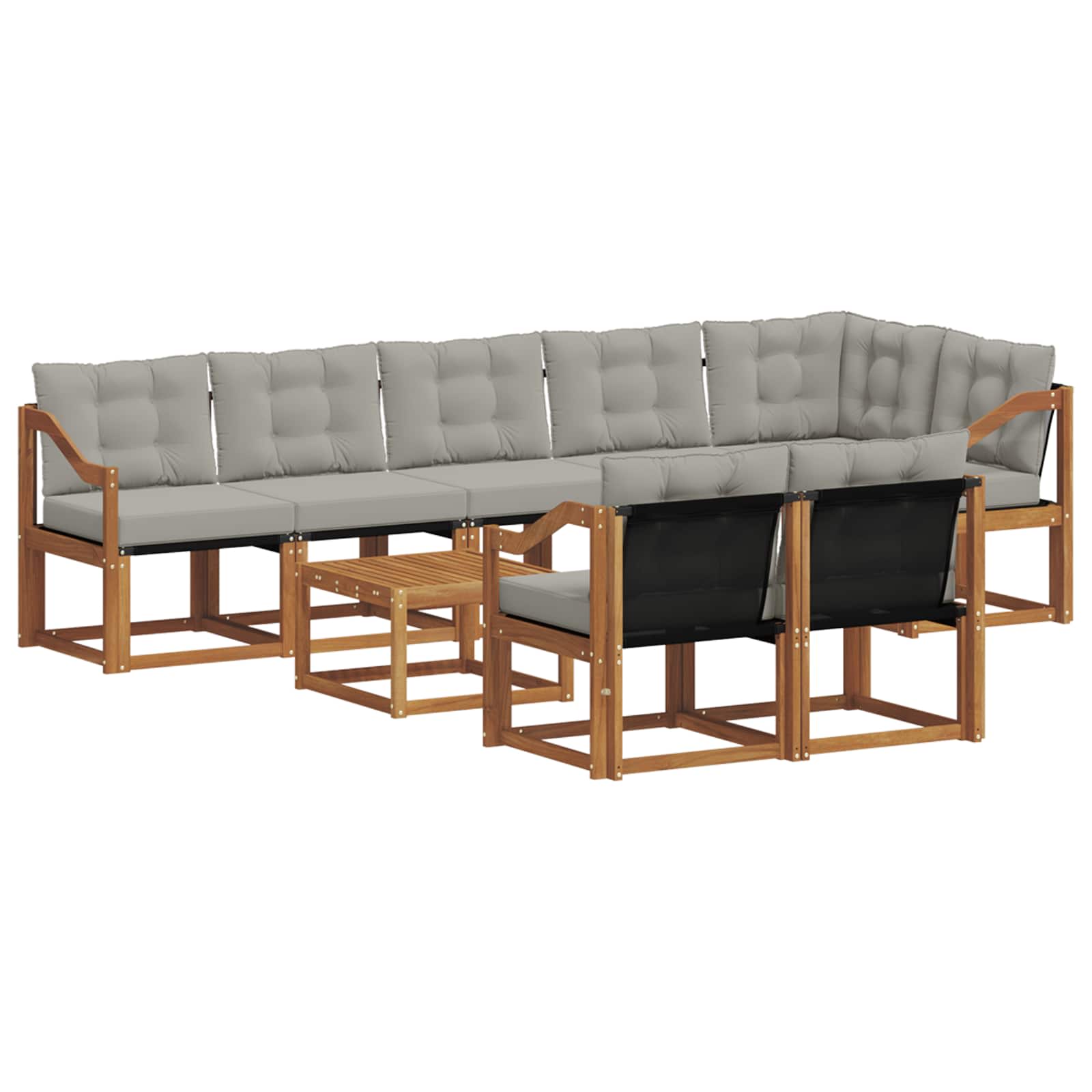 Outdoor-Sofagarnitur mit Kissen 9 pcs Natürlich und Hellgrau