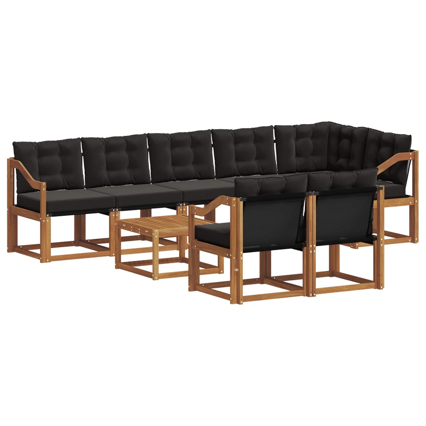 Outdoor-Sofagarnitur mit Kissen 9 pcs Natürlich und Schwarz