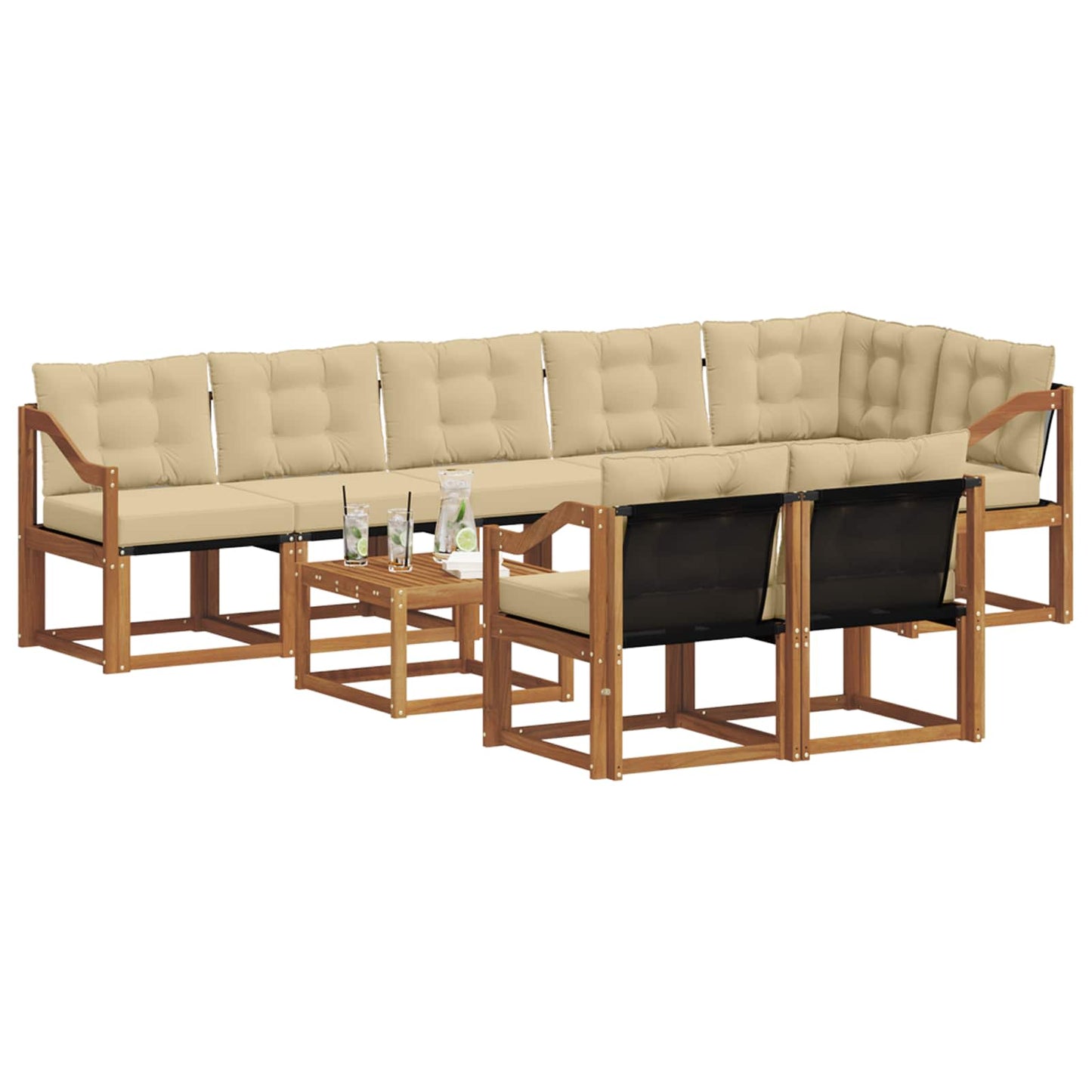 Outdoor-Sofagarnitur 9 stk. Natur und Beige