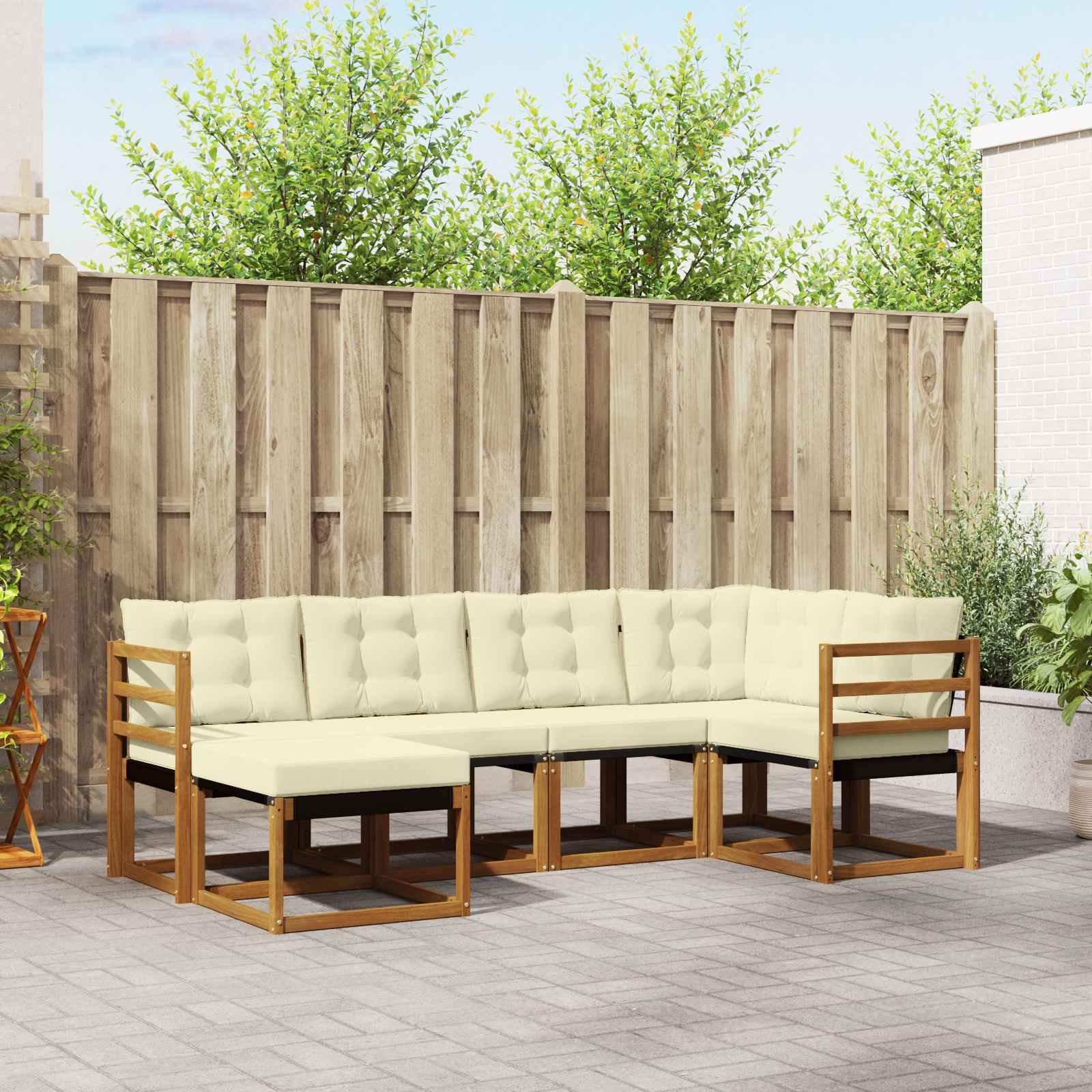 Outdoor-Sofagarnitur 6 stk. Natur und Creme