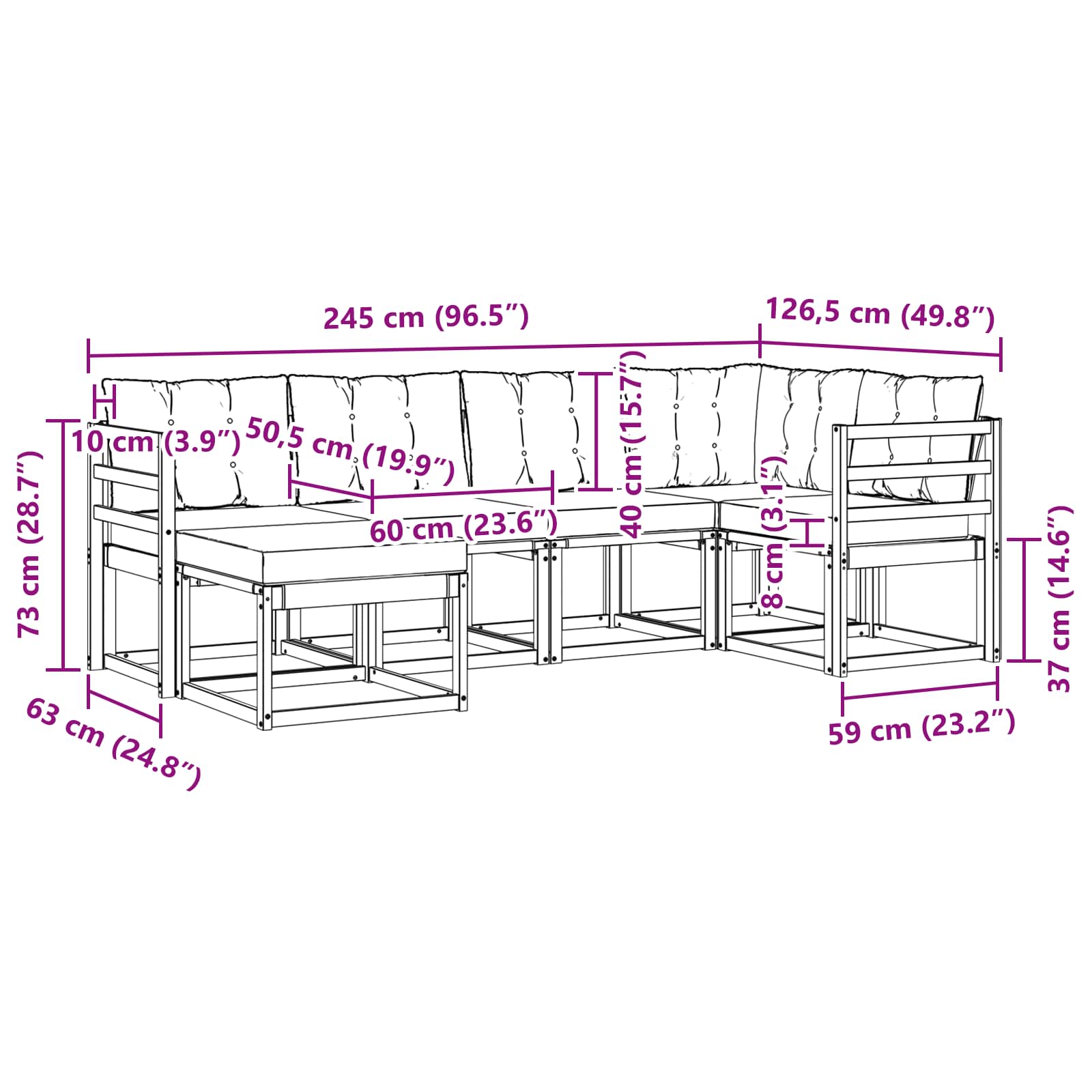 Outdoor-Sofagarnitur 6 stk. Natur und Creme