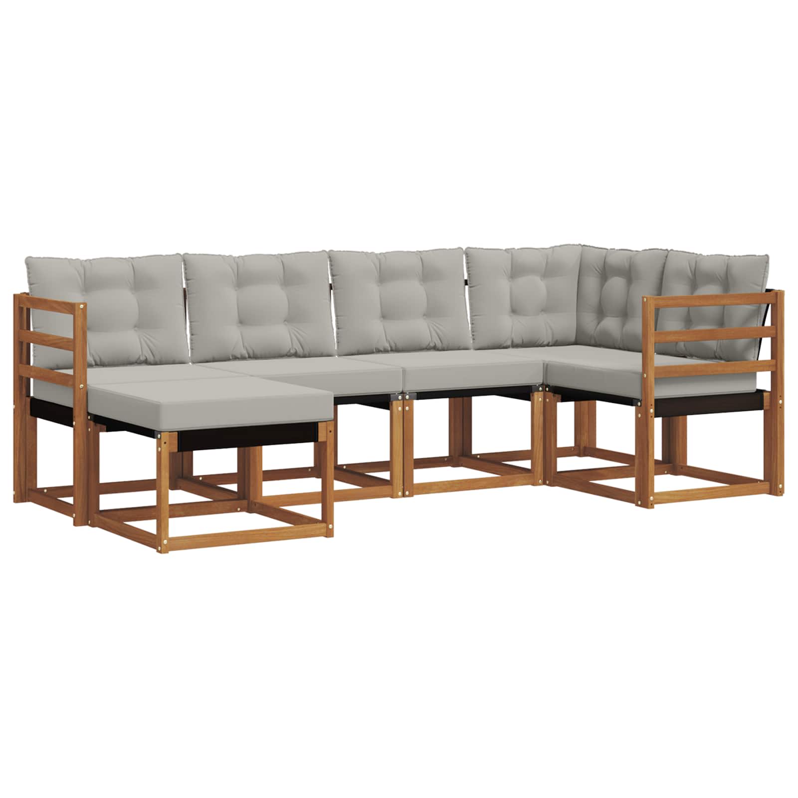Outdoor-Sofagarnitur mit Kissen 6 pcs Natürlich und Hellgrau