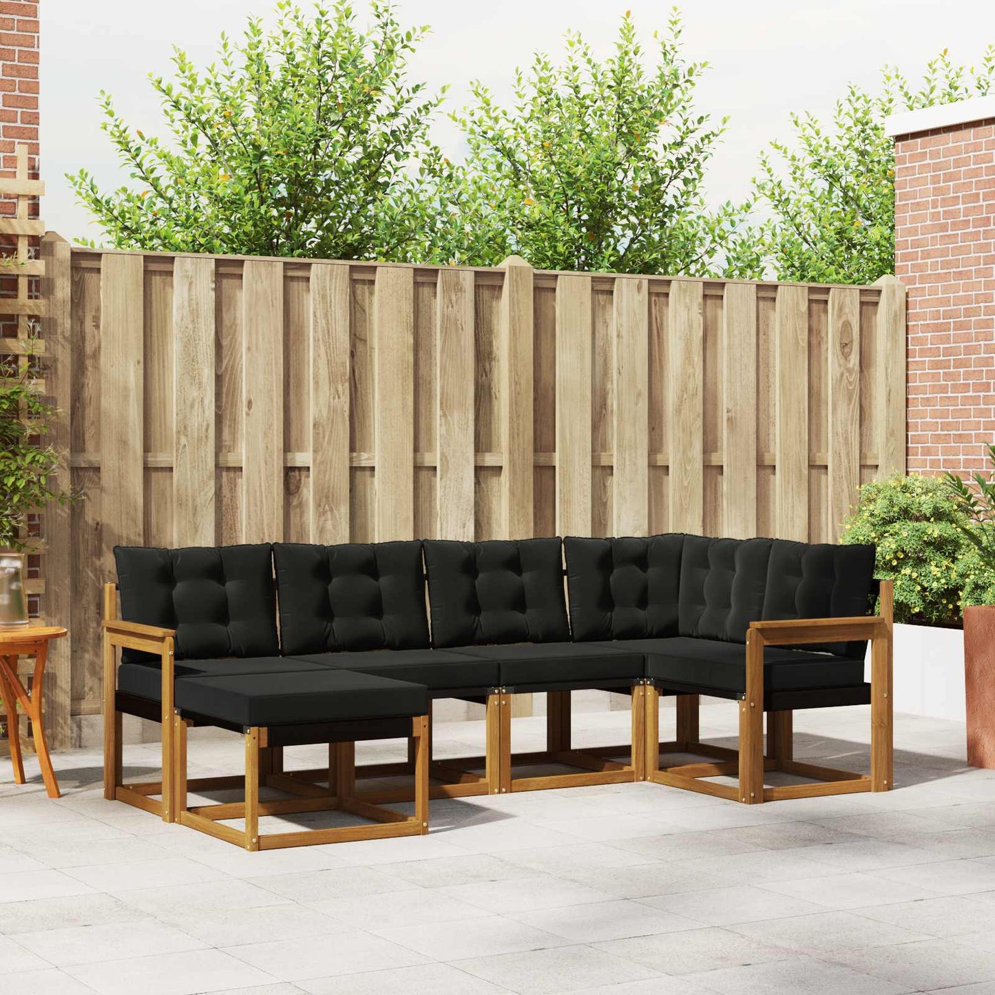 Outdoor-Sofagarnitur mit Kissen 6 pcs Natürlich und Schwarz