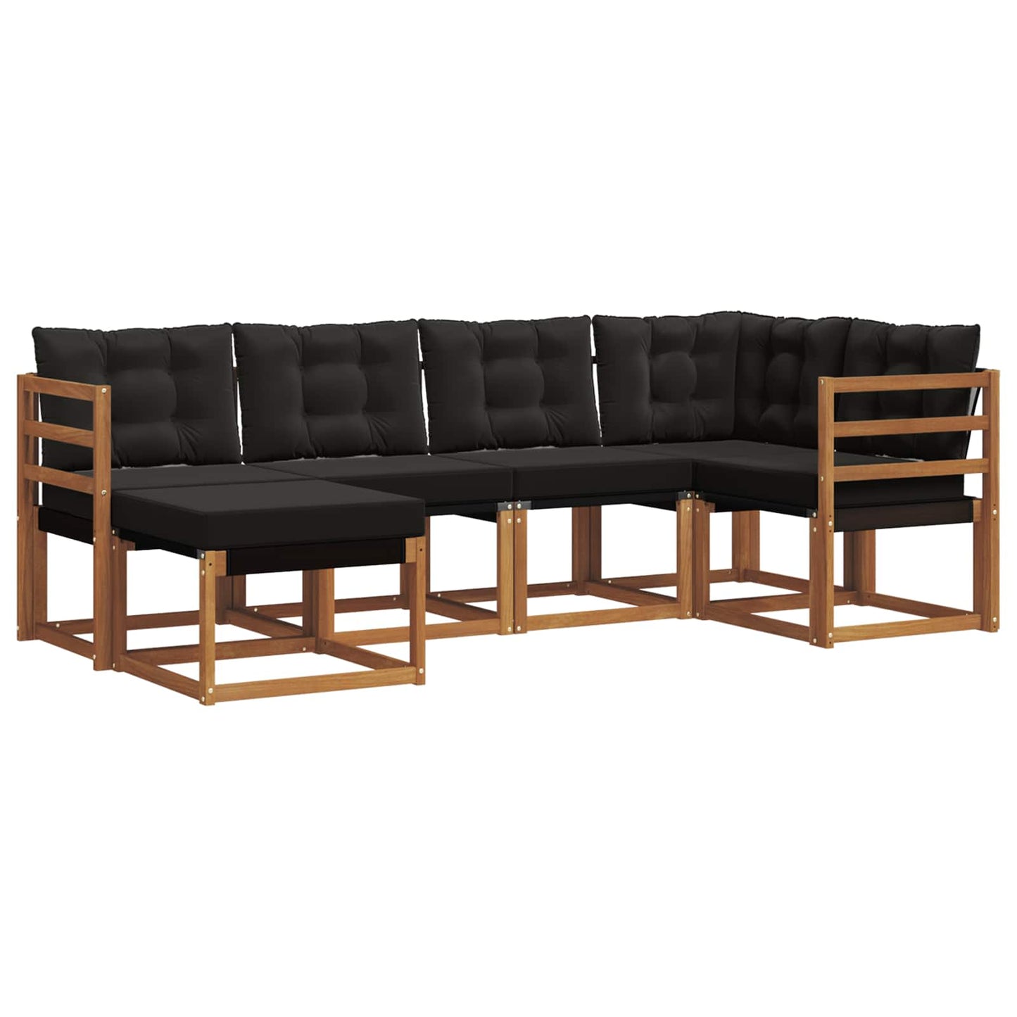 Outdoor-Sofagarnitur mit Kissen 6 pcs Natürlich und Schwarz