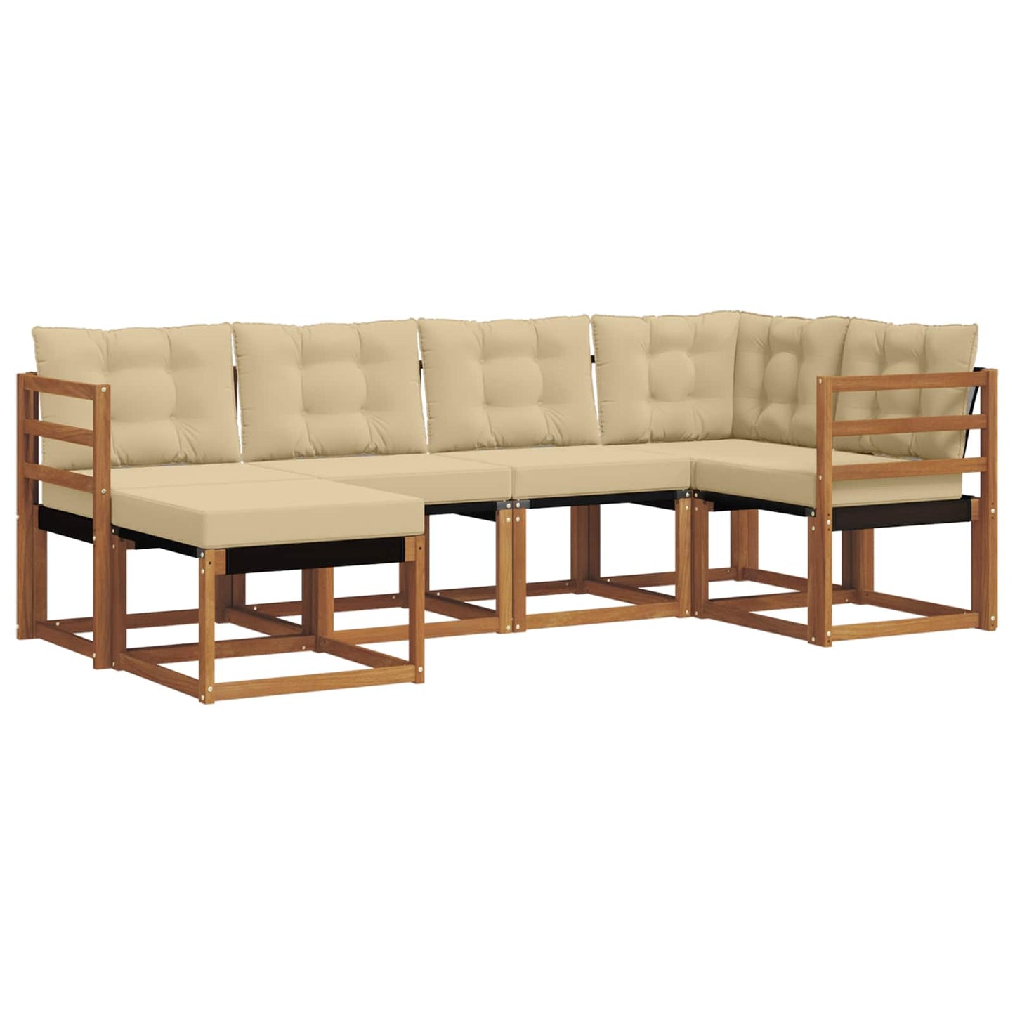 Outdoor-Sofagarnitur mit Kissen 6 pcs Natur und Beige