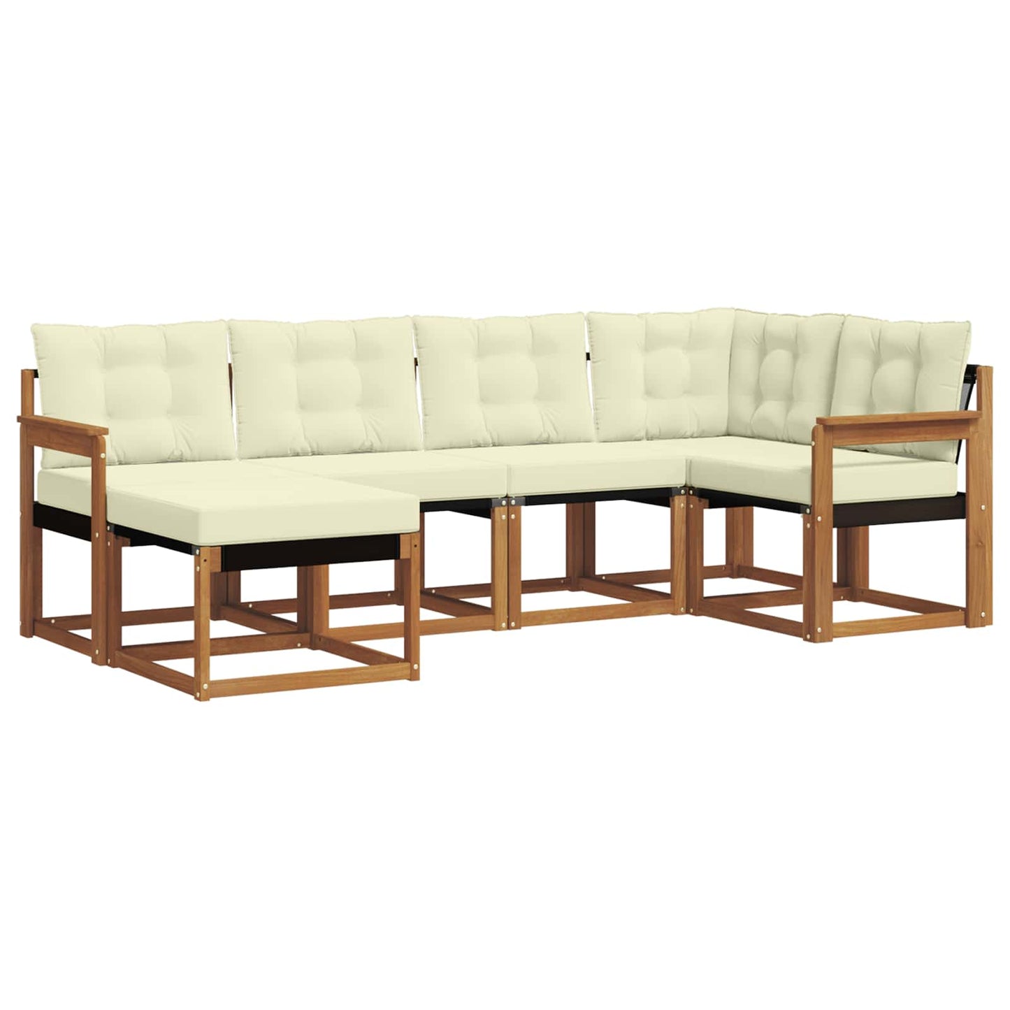 Outdoor-Sofagarnitur mit Kissen 6 pcs Natur und Creme