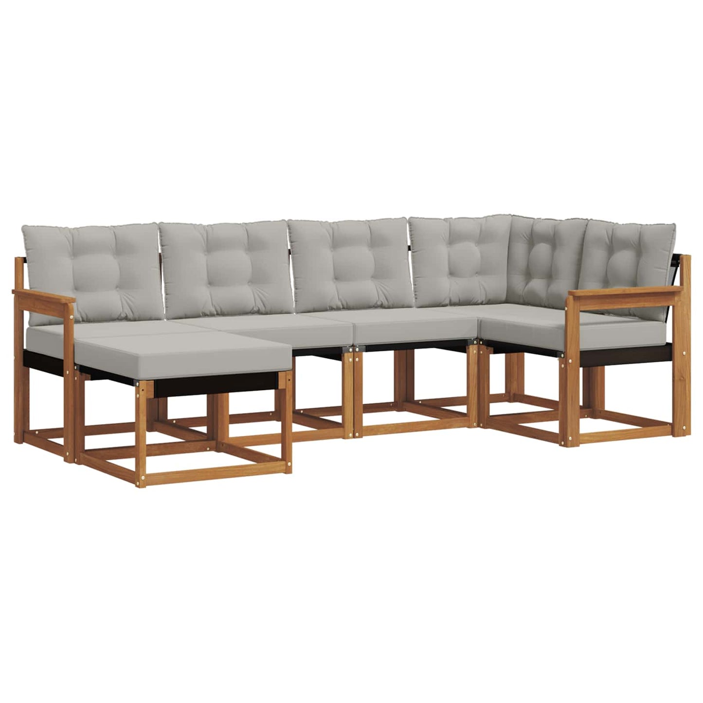 Outdoor-Sofagarnitur mit Kissen 6 pcs Natürlich und Hellgrau