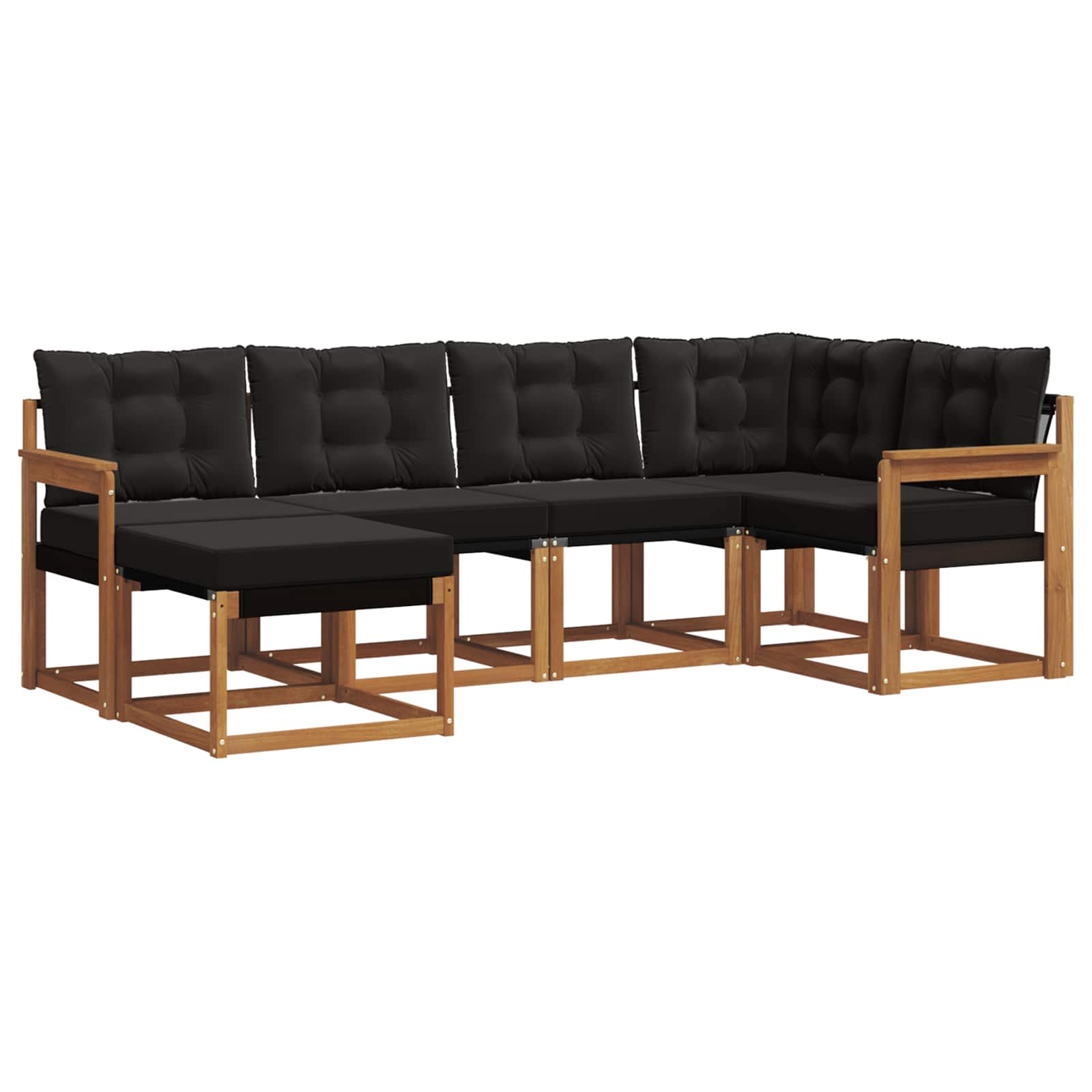 Outdoor-Sofagarnitur mit Kissen 6 pcs Natürlich und Schwarz