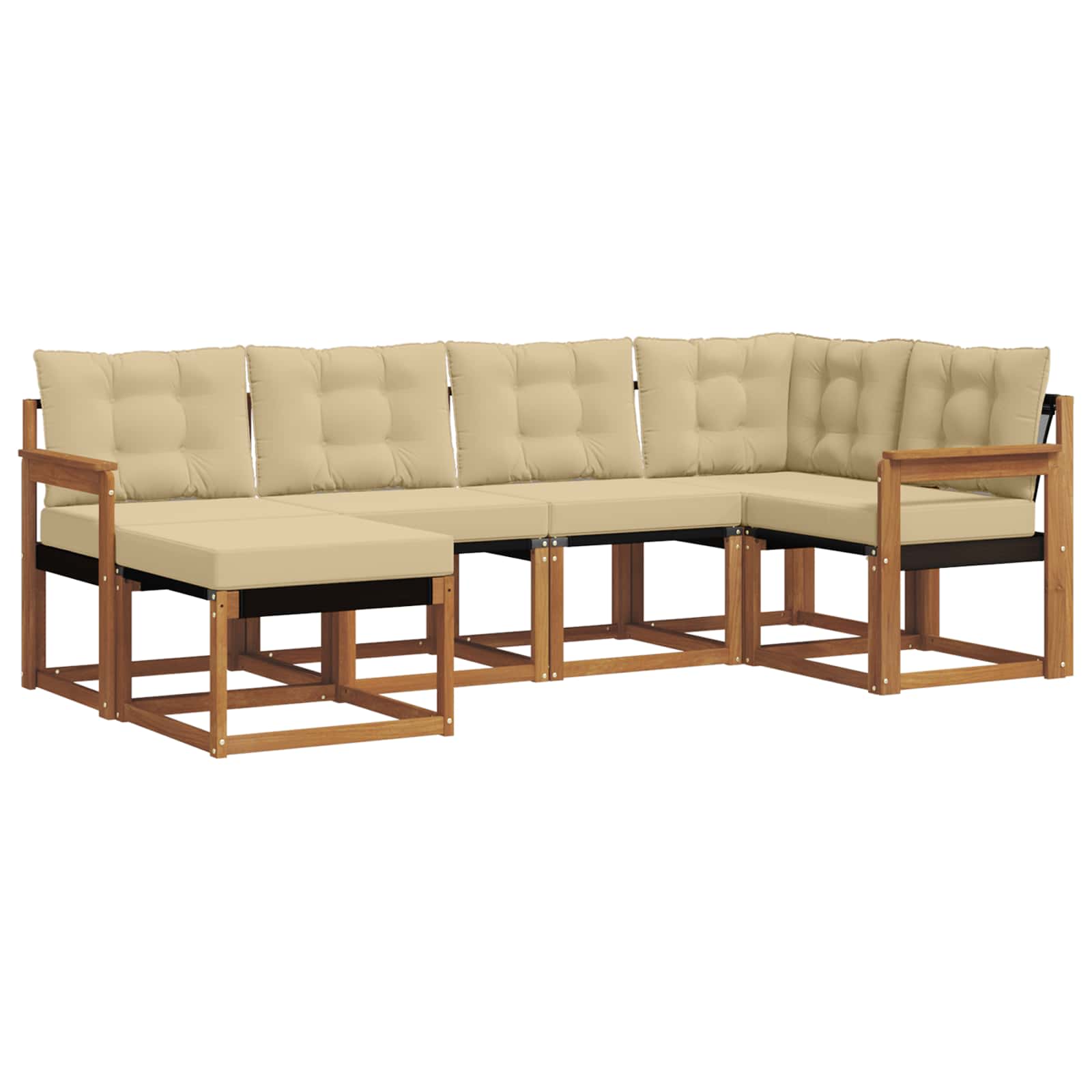 Outdoor-Sofagarnitur mit Kissen 6 pcs Natur und Beige