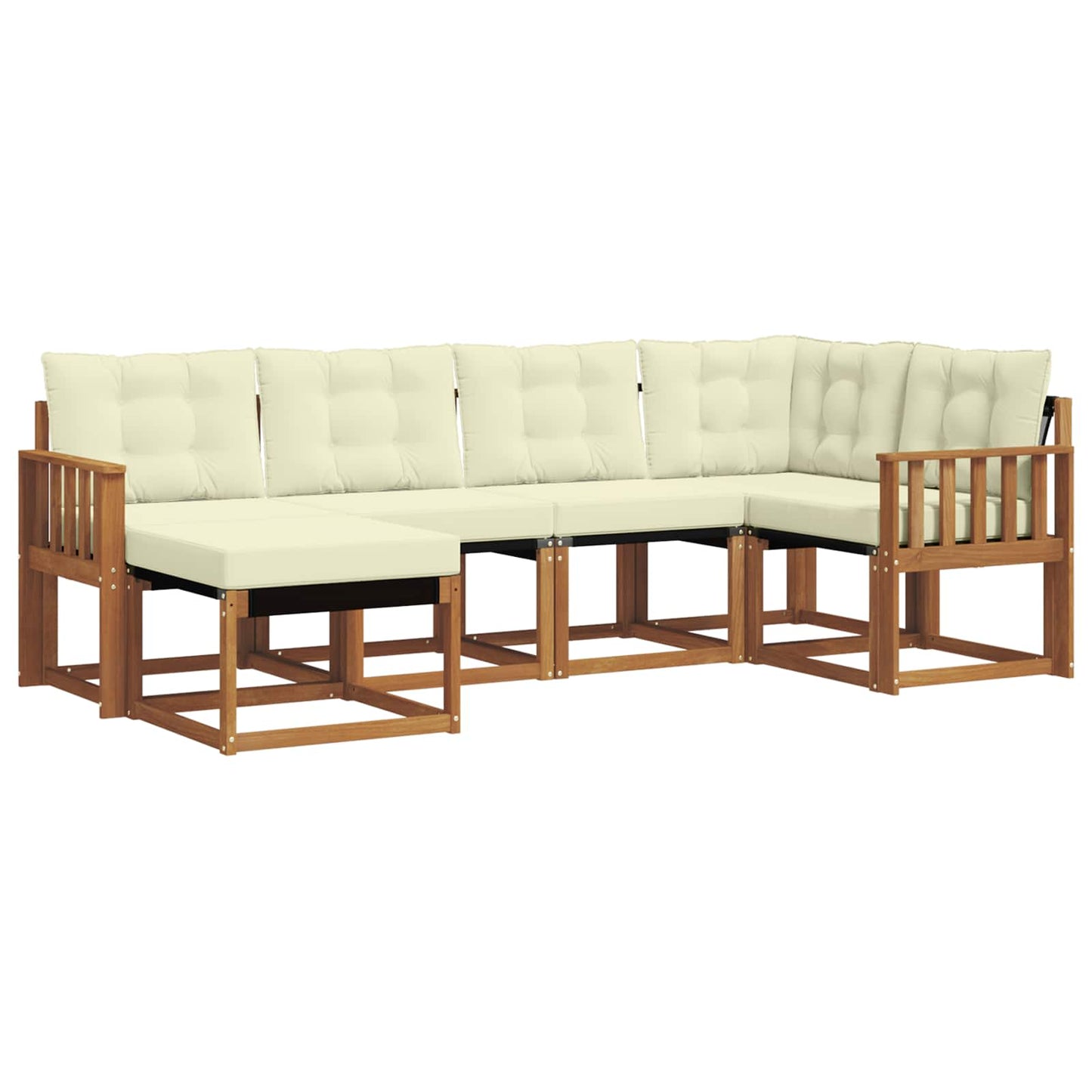 Outdoor-Sofagarnitur mit Kissen 6 pcs Natur und Creme