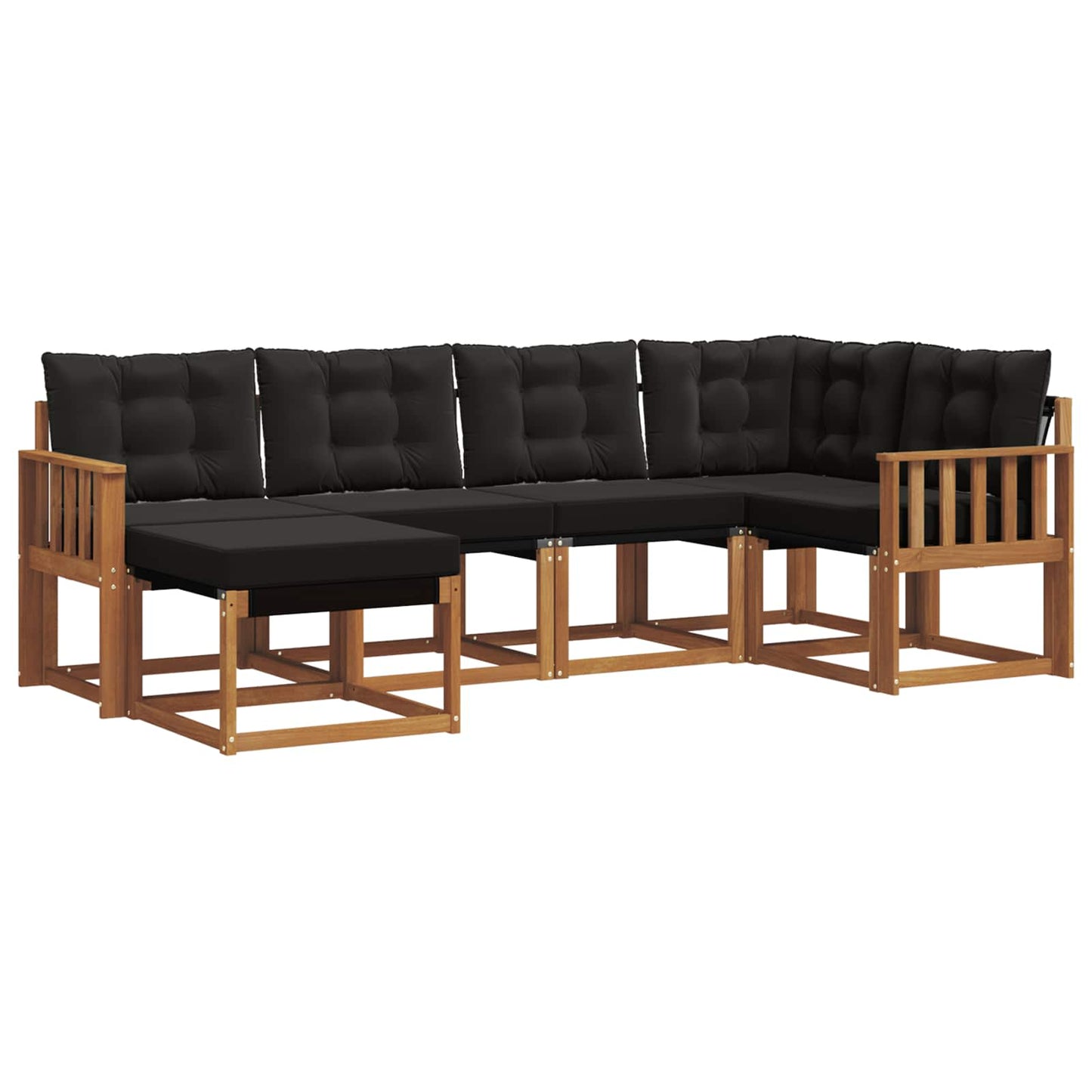 Outdoor-Sofagarnitur mit Kissen 6 pcs Natürlich und Schwarz