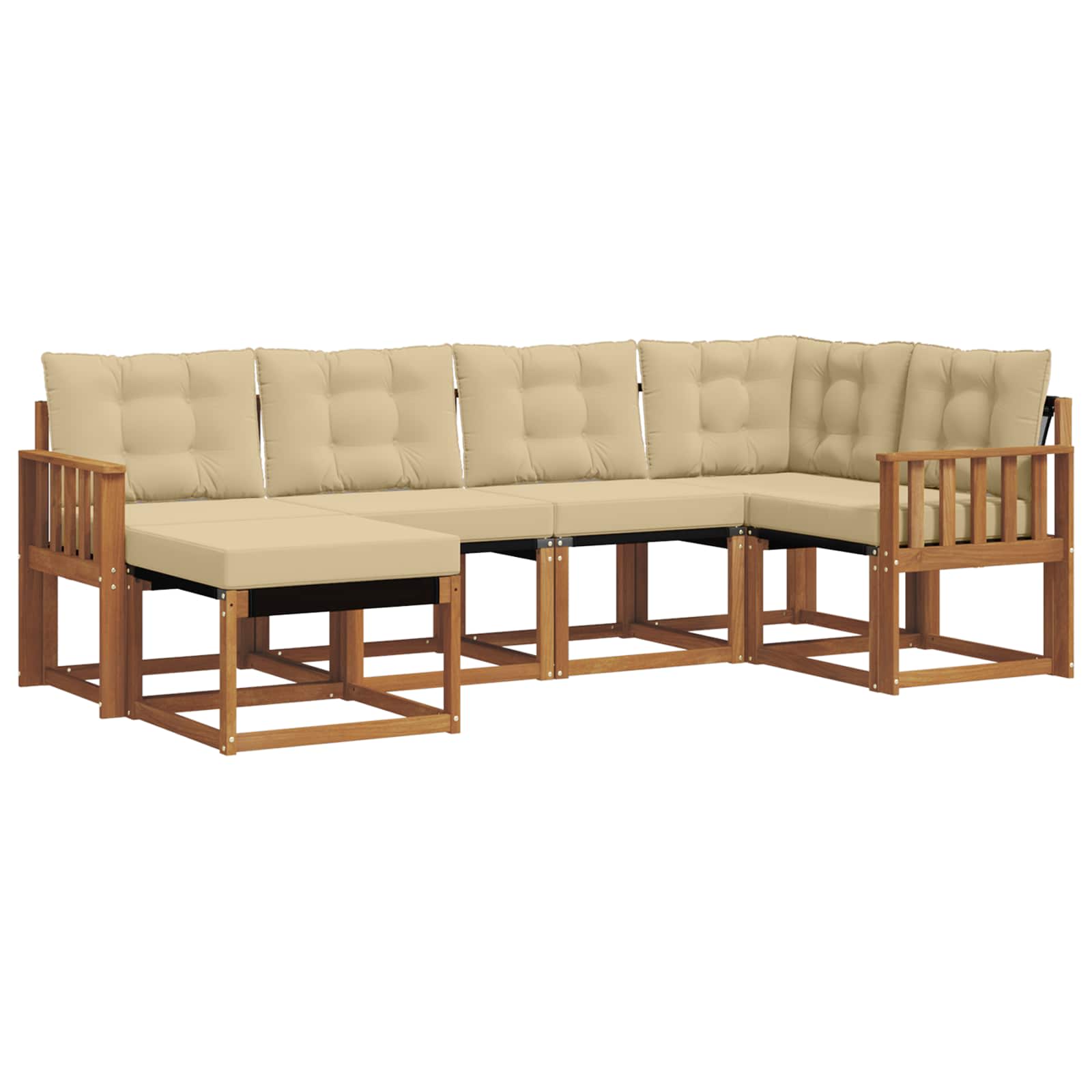 Outdoor-Sofagarnitur 6 stk. Natur und Beige