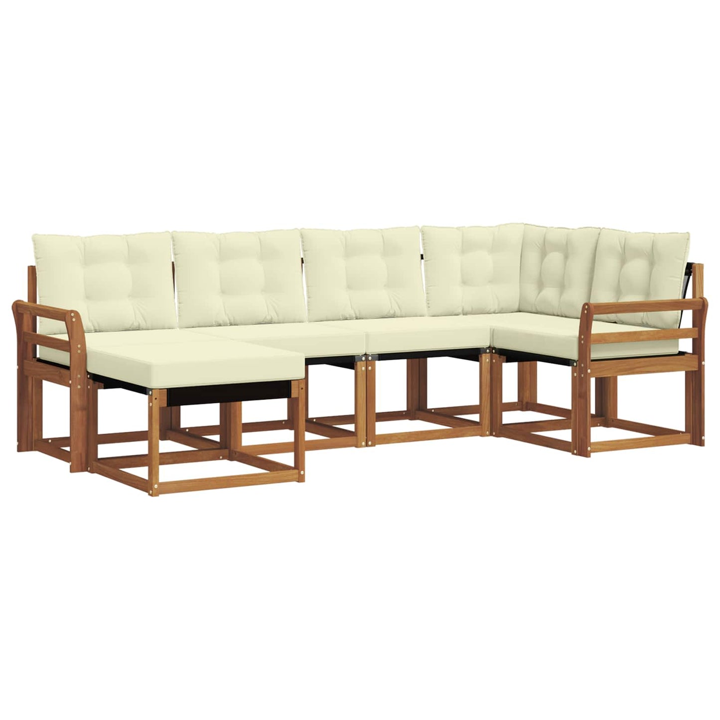 Outdoor-Sofagarnitur mit Kissen 6 pcs Natur und Creme