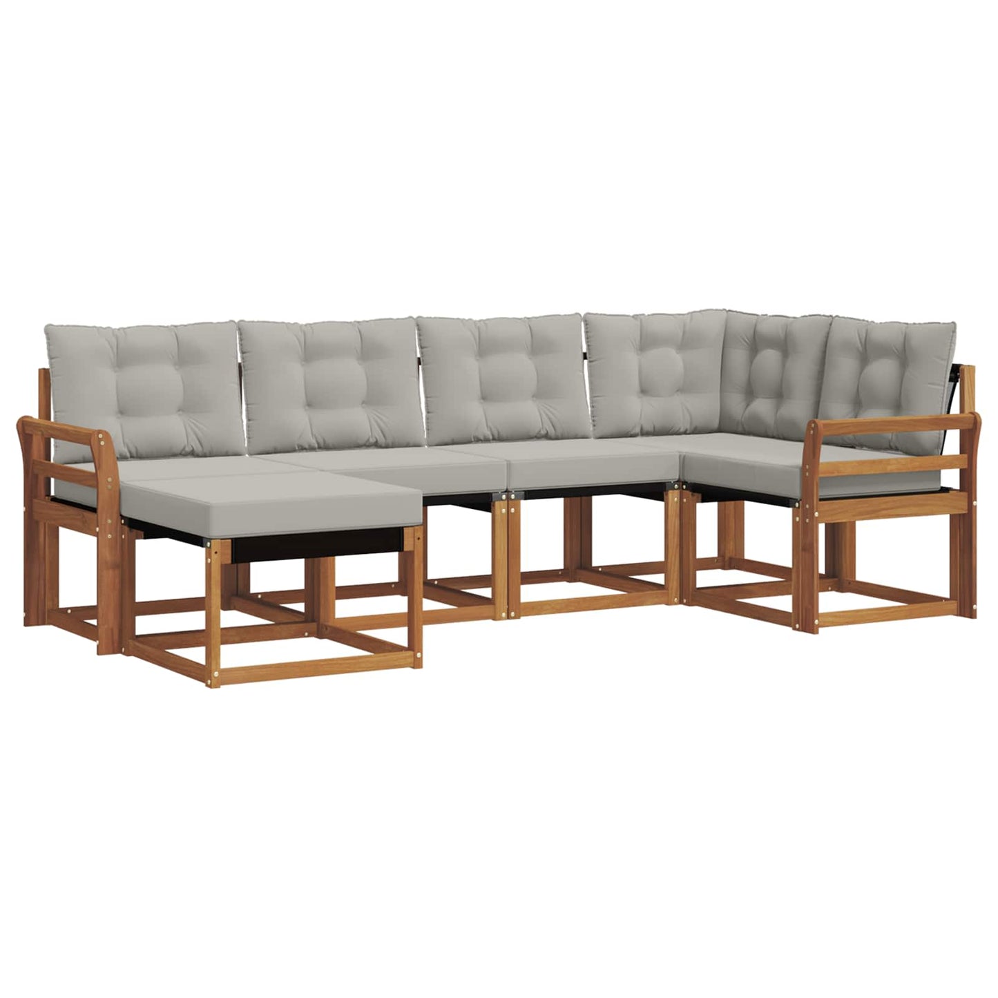 Outdoor-Sofagarnitur mit Kissen 6 pcs Natürlich und Hellgrau