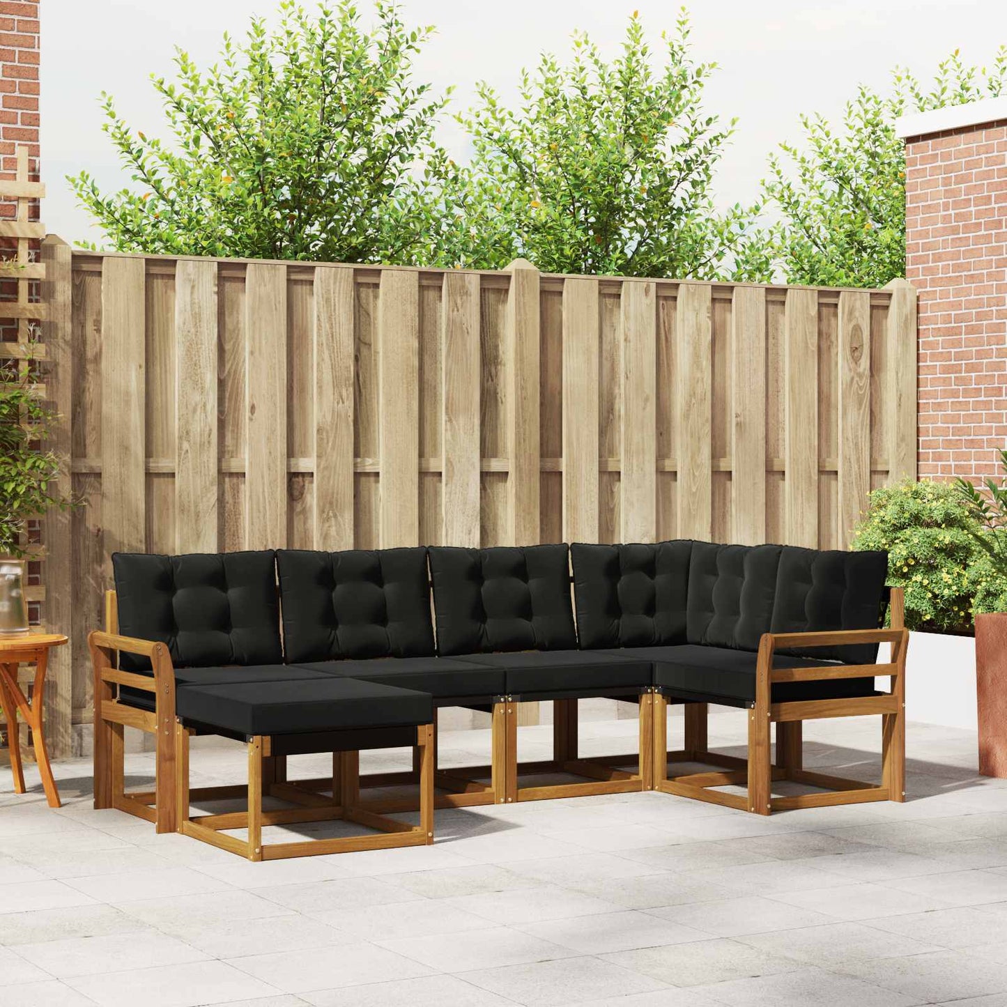 Outdoor-Sofagarnitur 6 stk. Natürlich und Schwarz