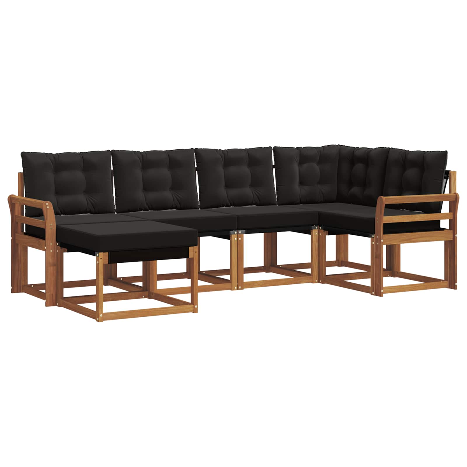 Outdoor-Sofagarnitur 6 stk. Natürlich und Schwarz