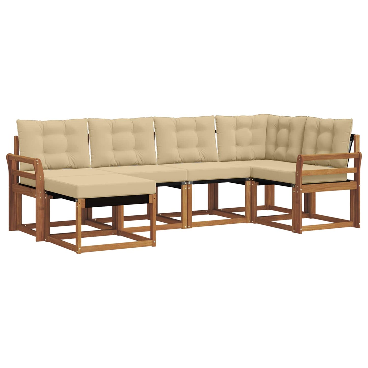 Outdoor-Sofagarnitur 6 stk. Natur und Beige