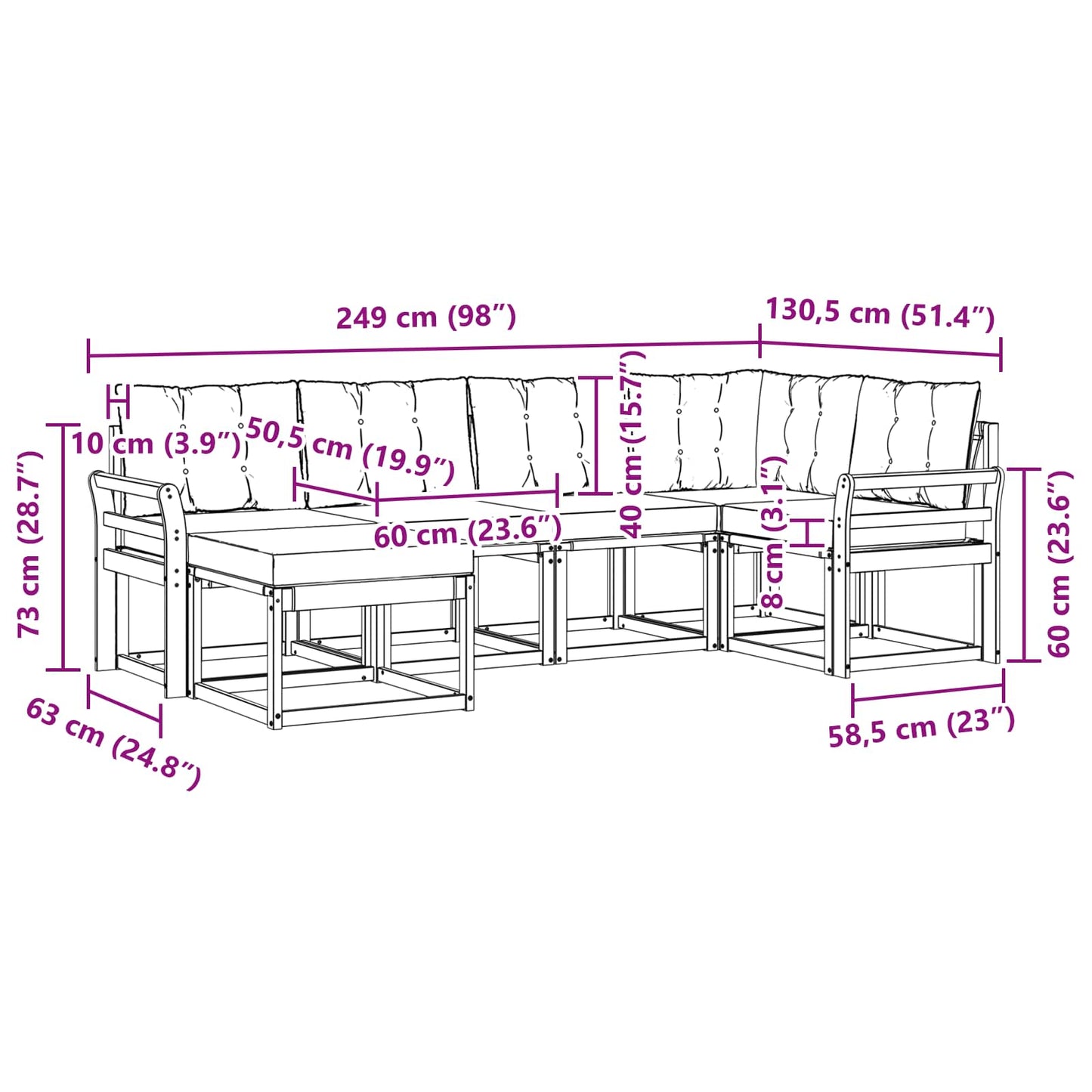 Outdoor-Sofagarnitur 6 stk. Natur und Beige