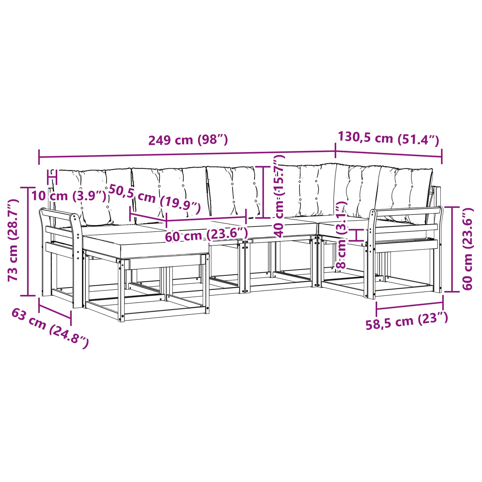 Outdoor-Sofagarnitur 6 stk. Natur und Beige