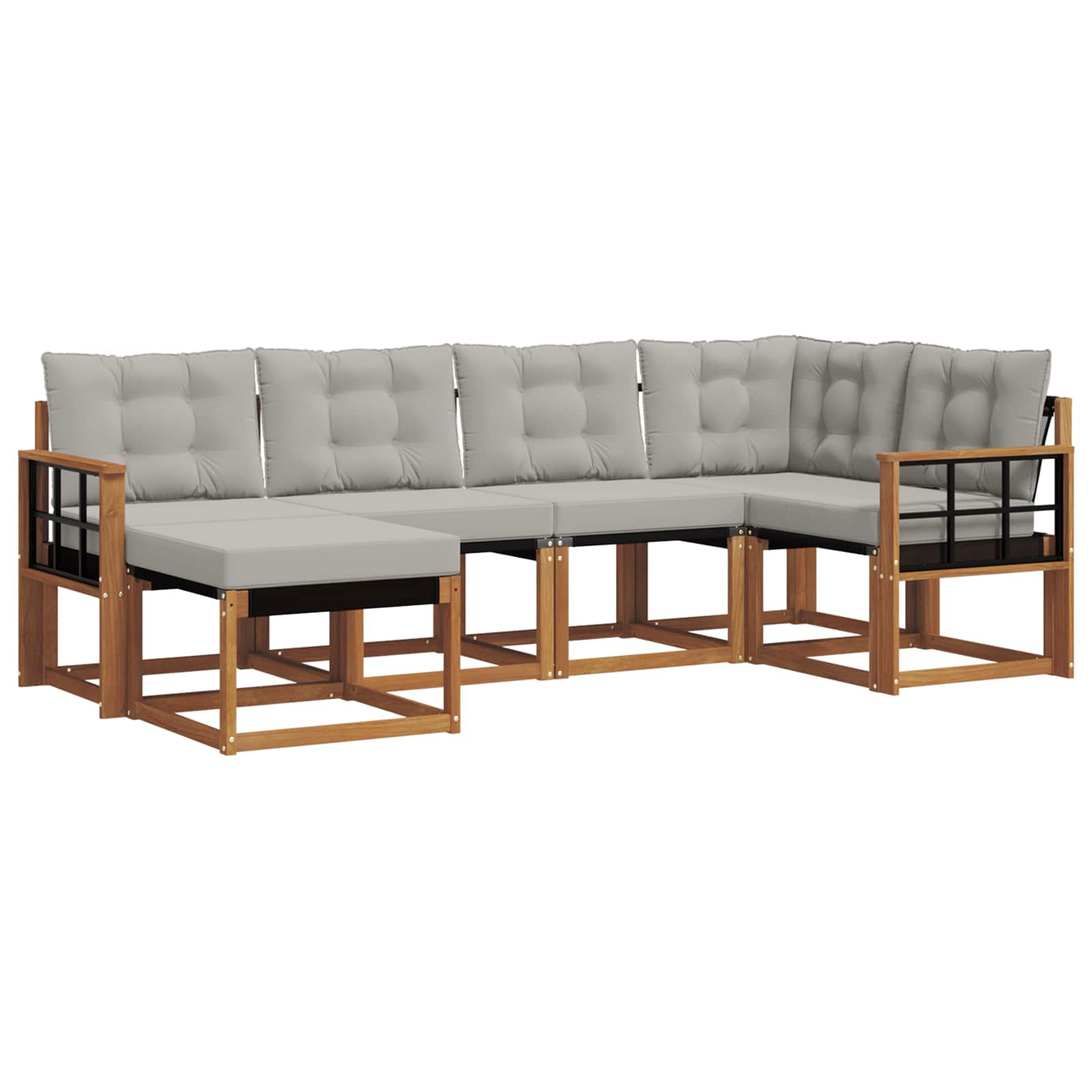 Outdoor-Sofagarnitur mit Kissen 6 pcs Natürlich und Hellgrau