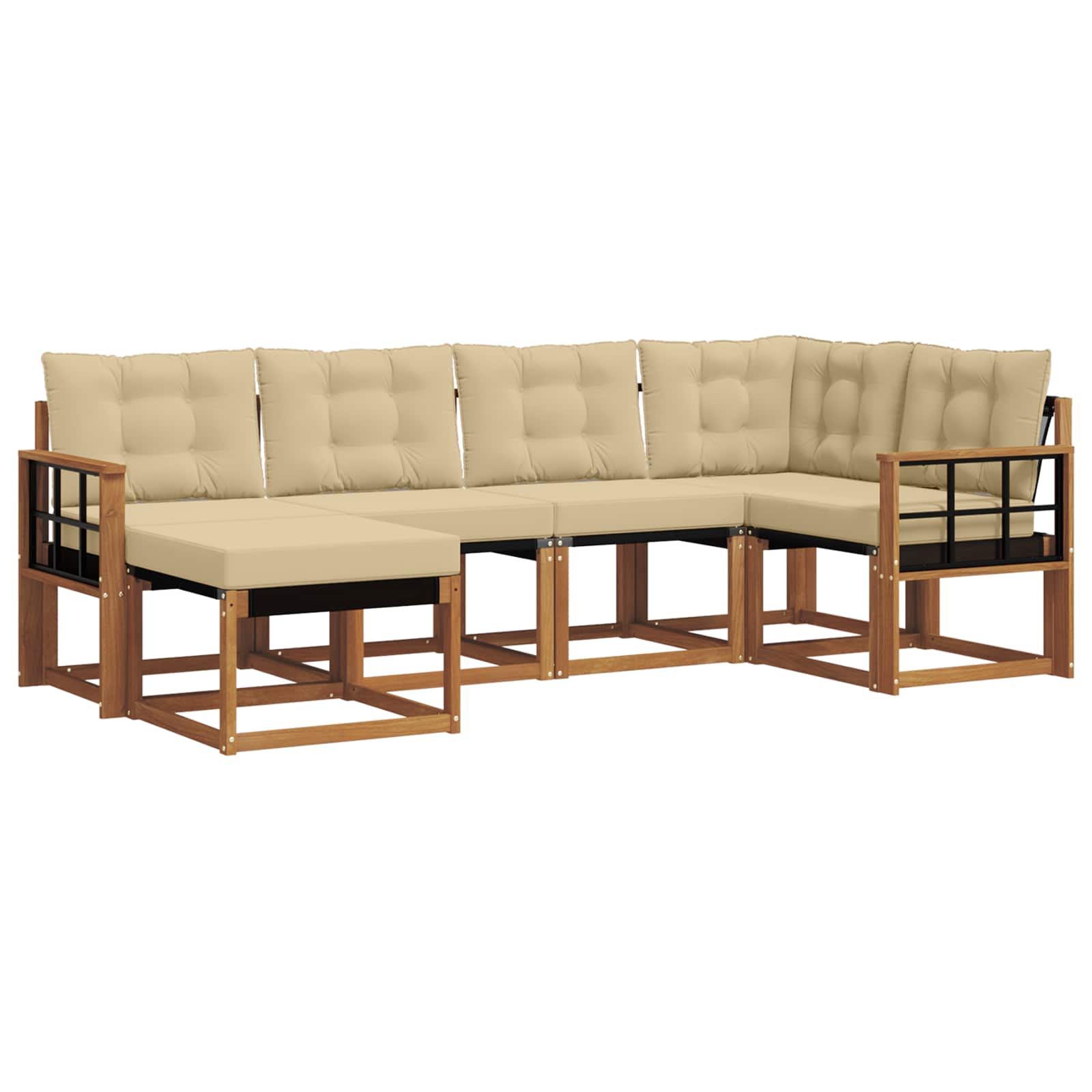 Outdoor-Sofagarnitur 6 stk. Natur und Beige