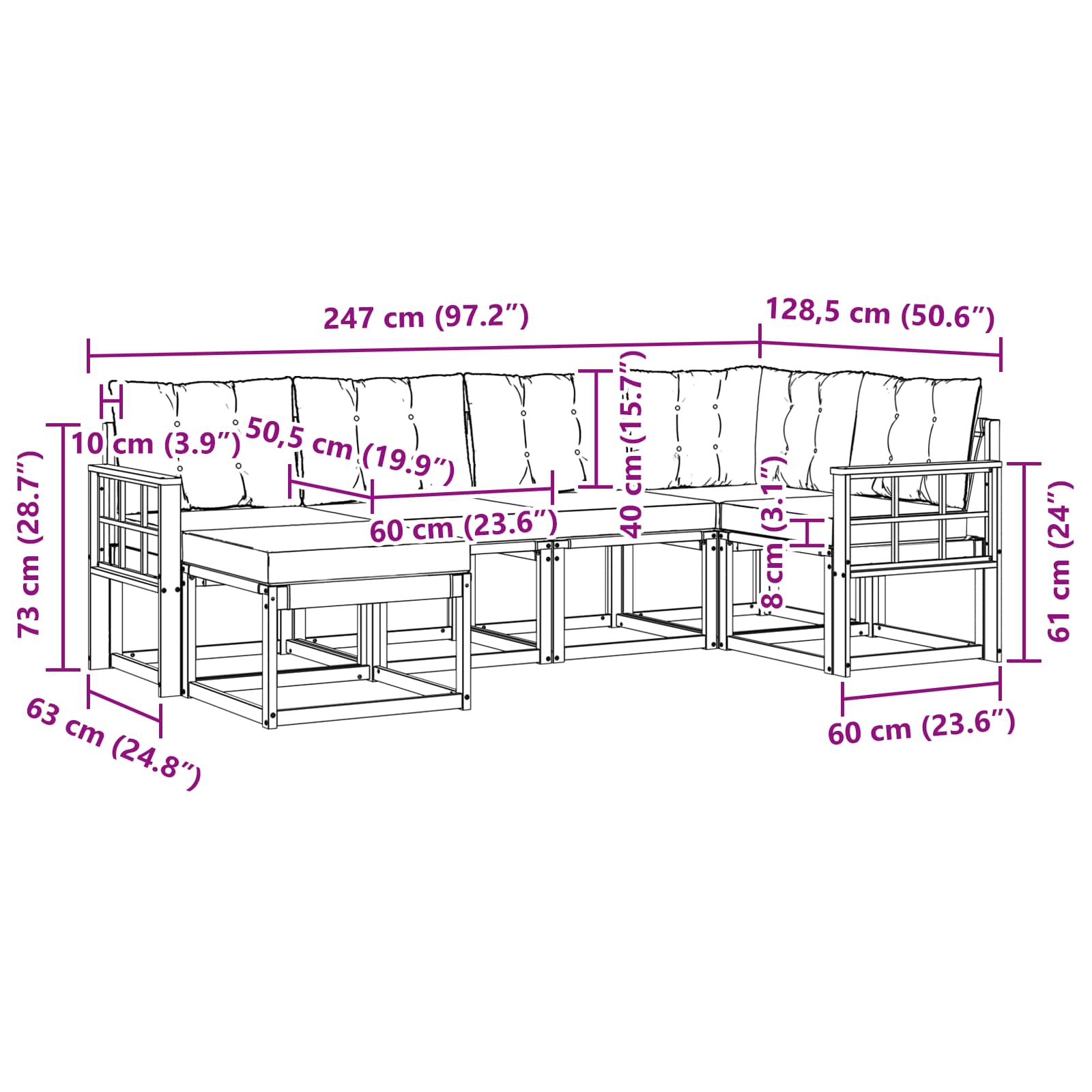 Outdoor-Sofagarnitur 6 stk. Natur und Beige