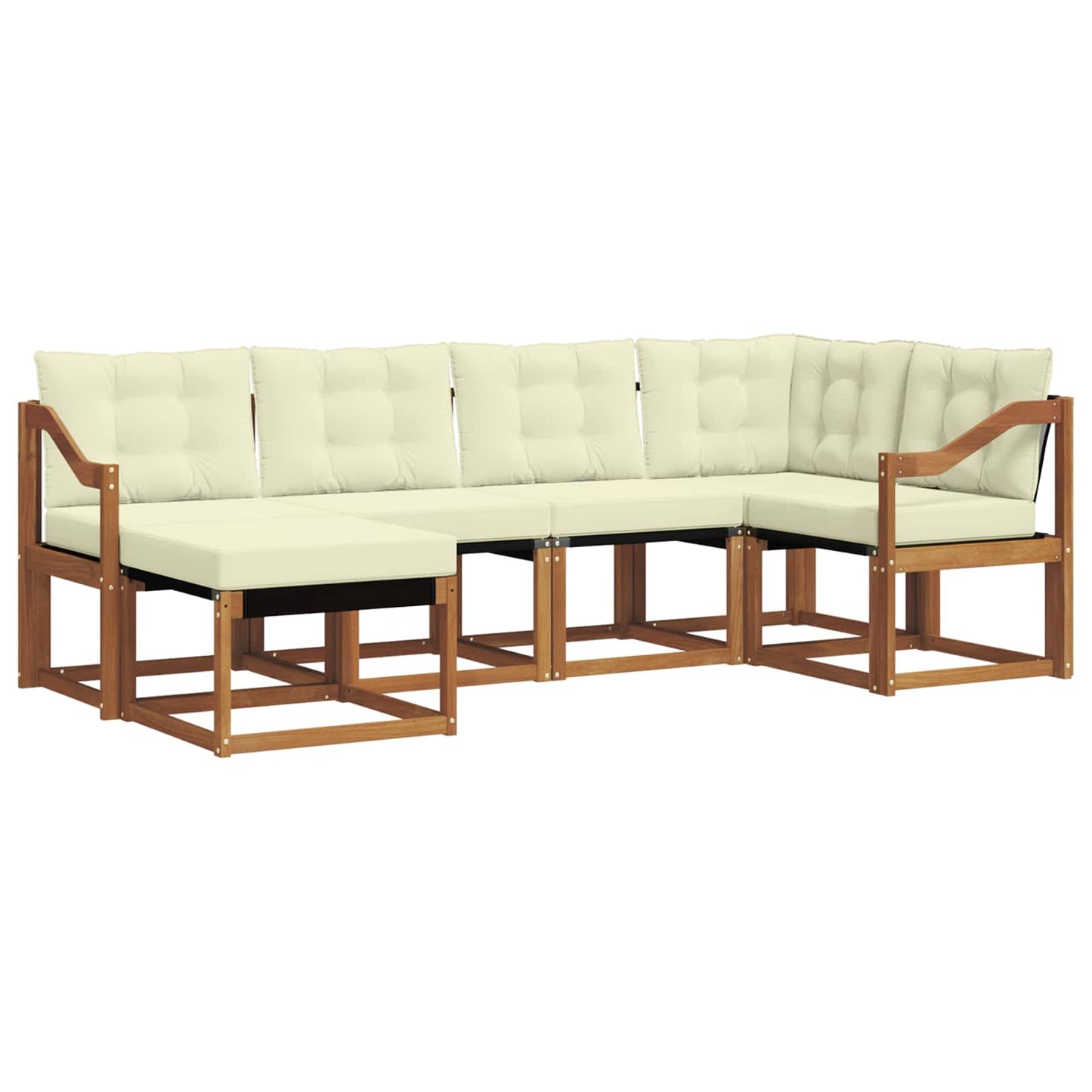 Outdoor-Sofagarnitur mit Kissen 6 pcs Natur und Creme