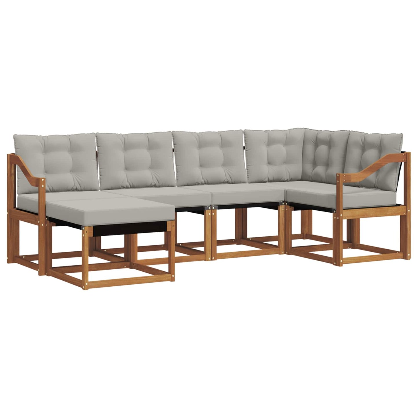 Outdoor-Sofagarnitur mit Kissen 6 pcs Natürlich und Hellgrau