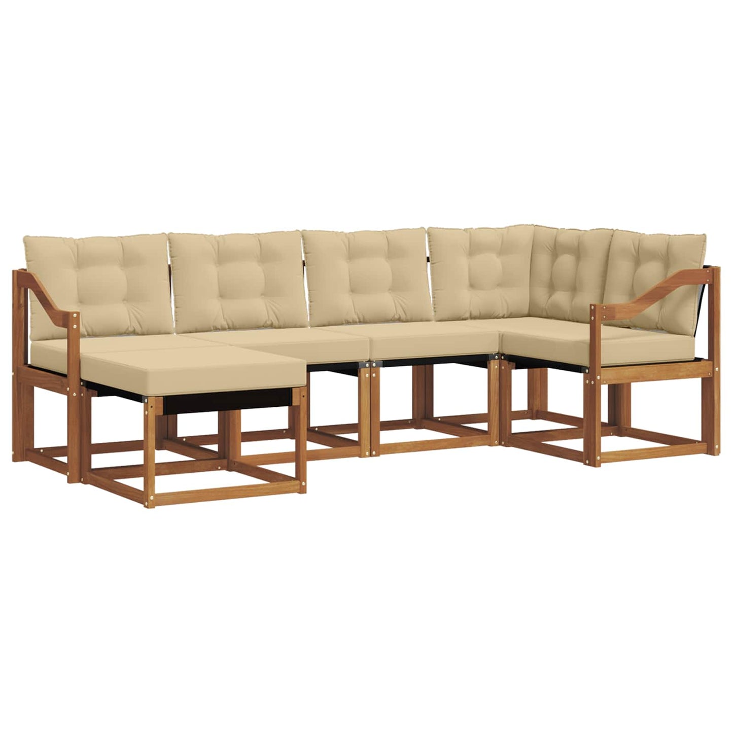 Outdoor-Sofagarnitur 6 stk. Natur und Beige
