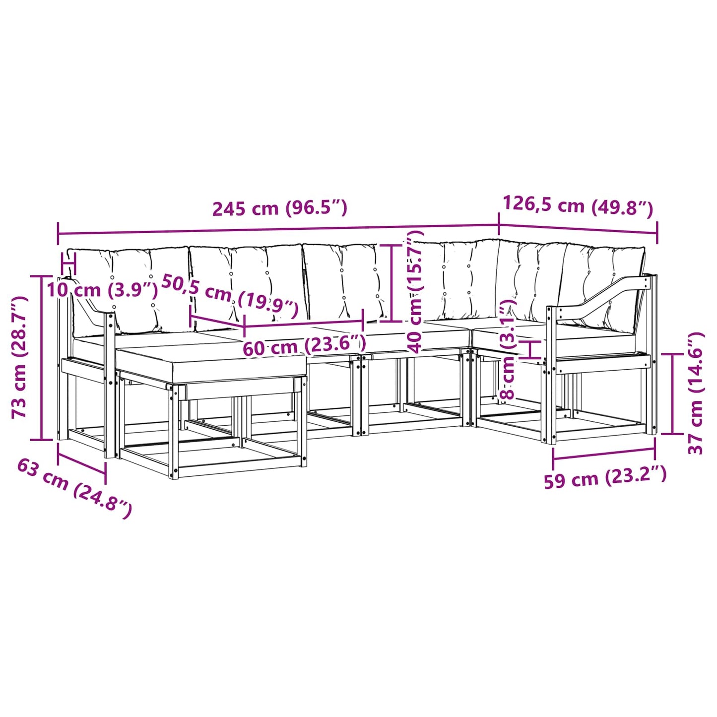 Outdoor-Sofagarnitur 6 stk. Natur und Beige