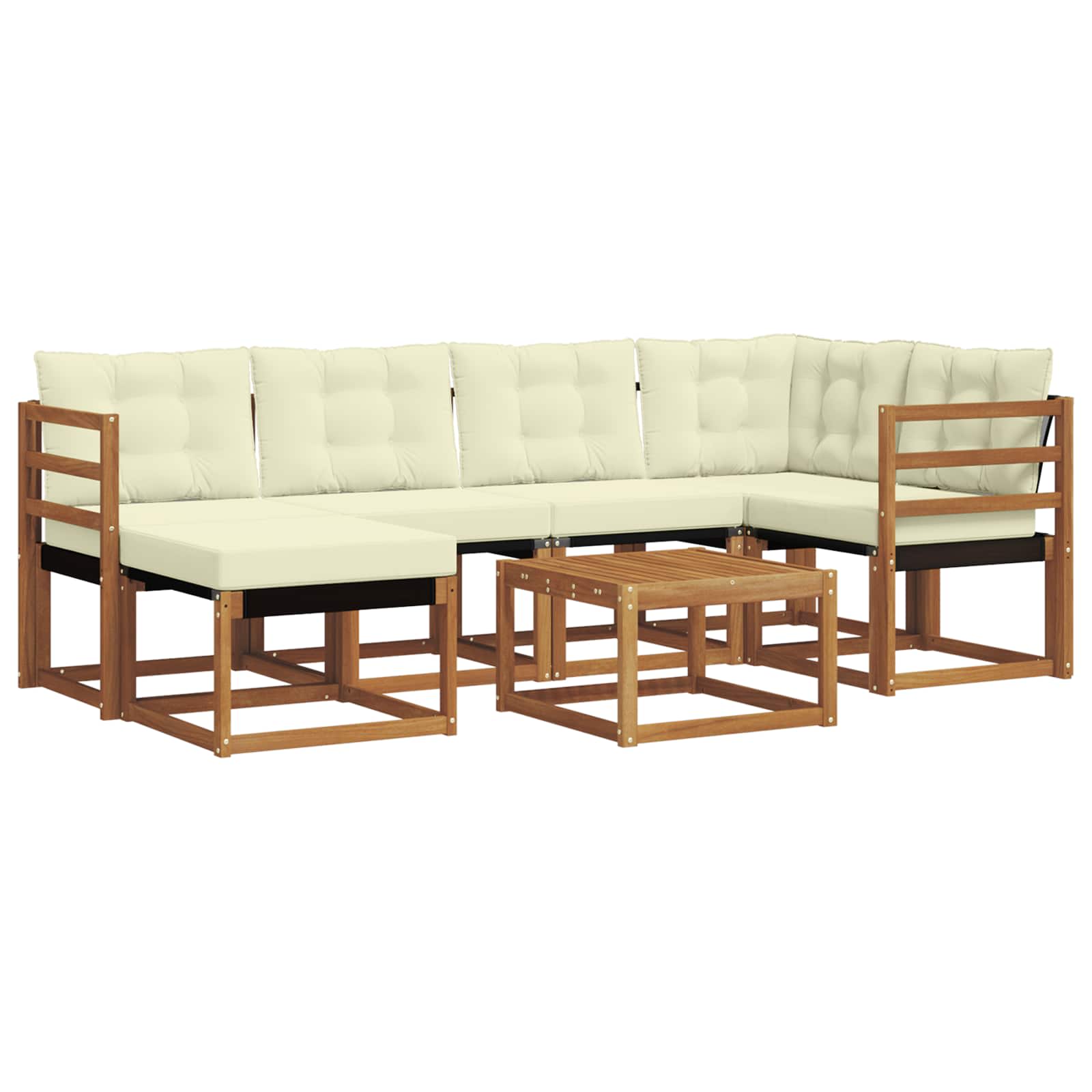 Outdoor-Sofagarnitur 7 stk. Natur und Creme