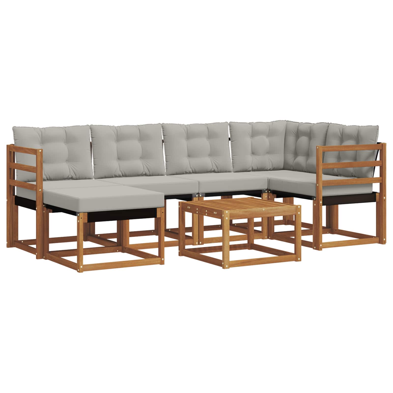 Outdoor-Sofagarnitur mit Kissen 7 pcs Natürlich und Hellgrau