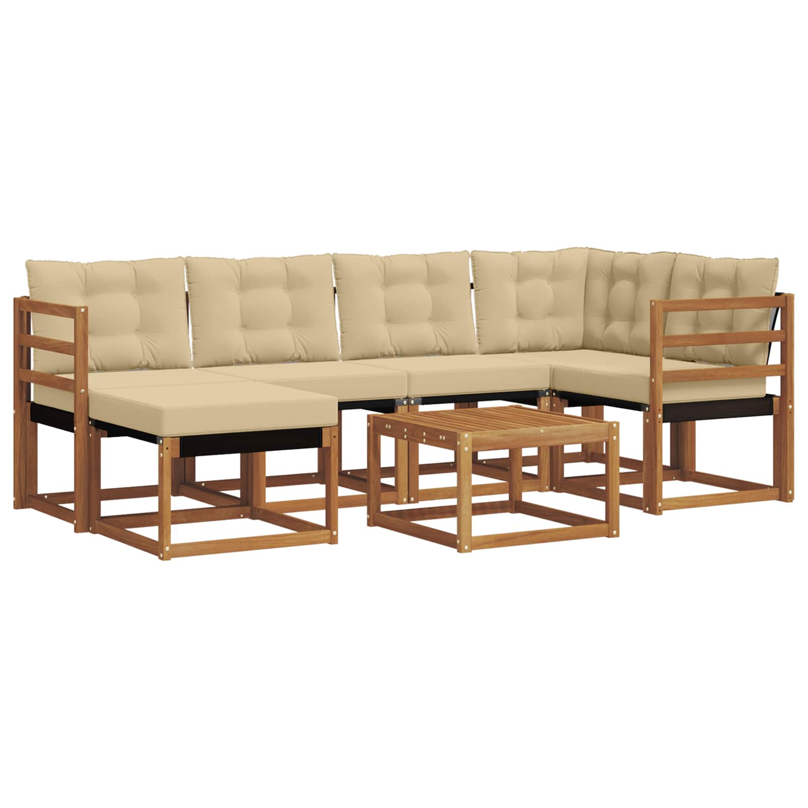 Outdoor-Sofagarnitur 7 stk. Natur und Beige