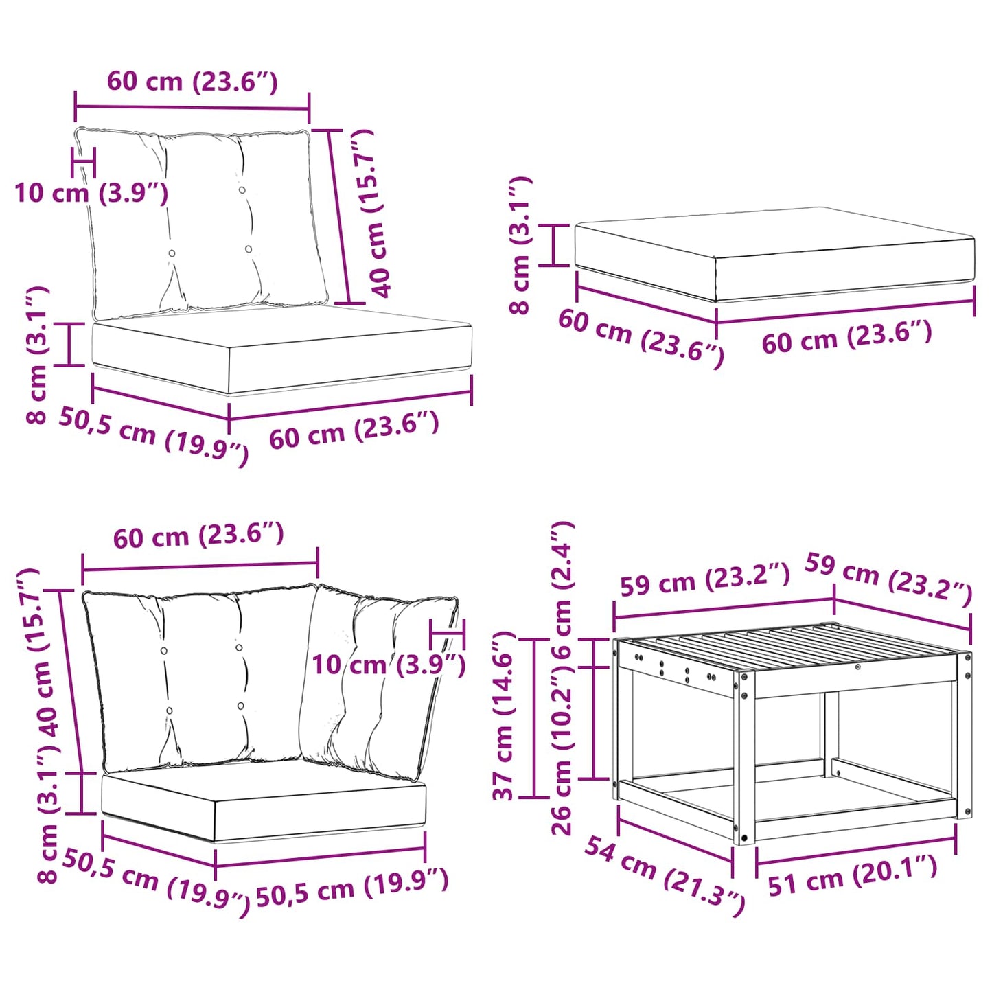Outdoor-Sofagarnitur 7 stk. Natur und Beige