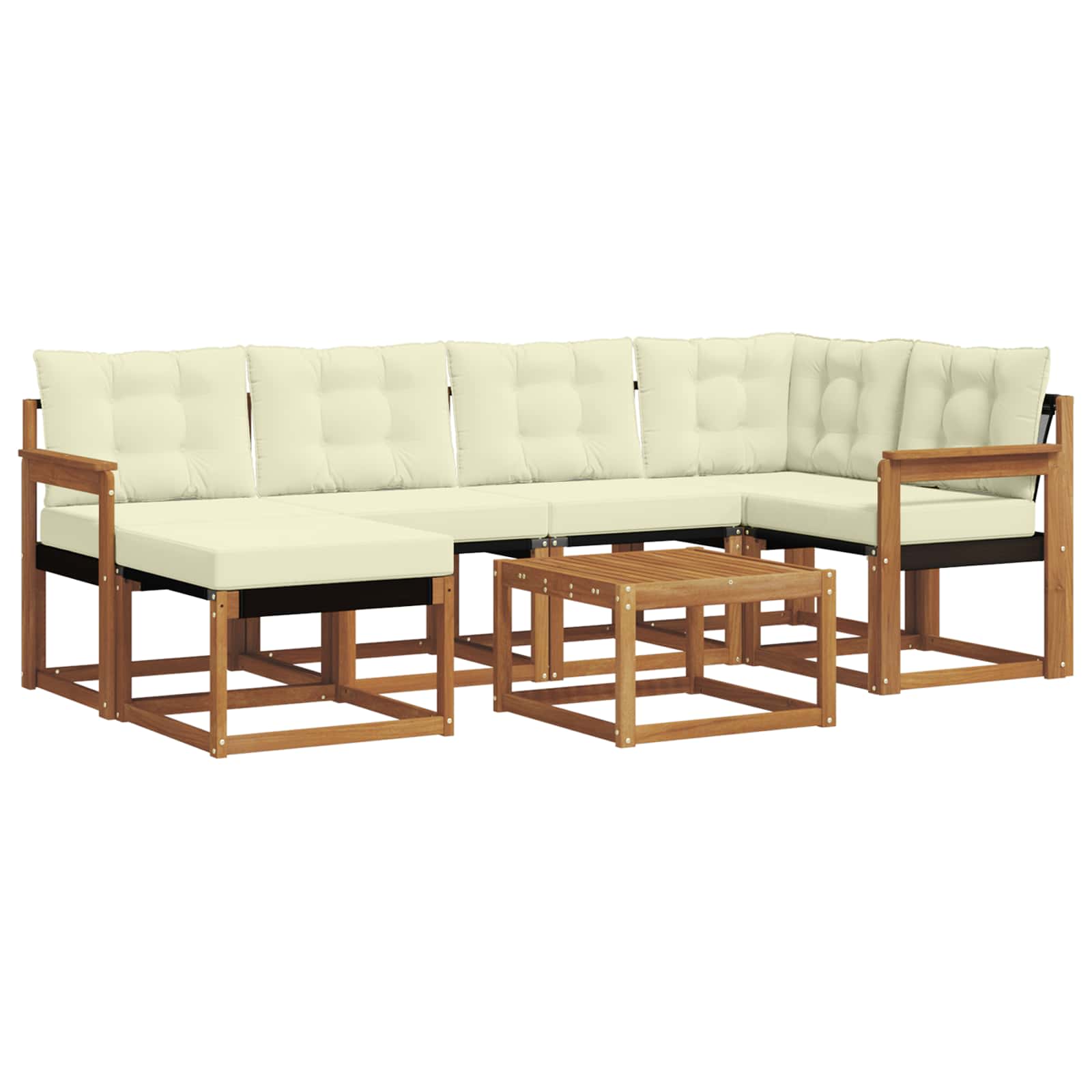 Outdoor-Sofagarnitur 7 stk. Natur und Creme