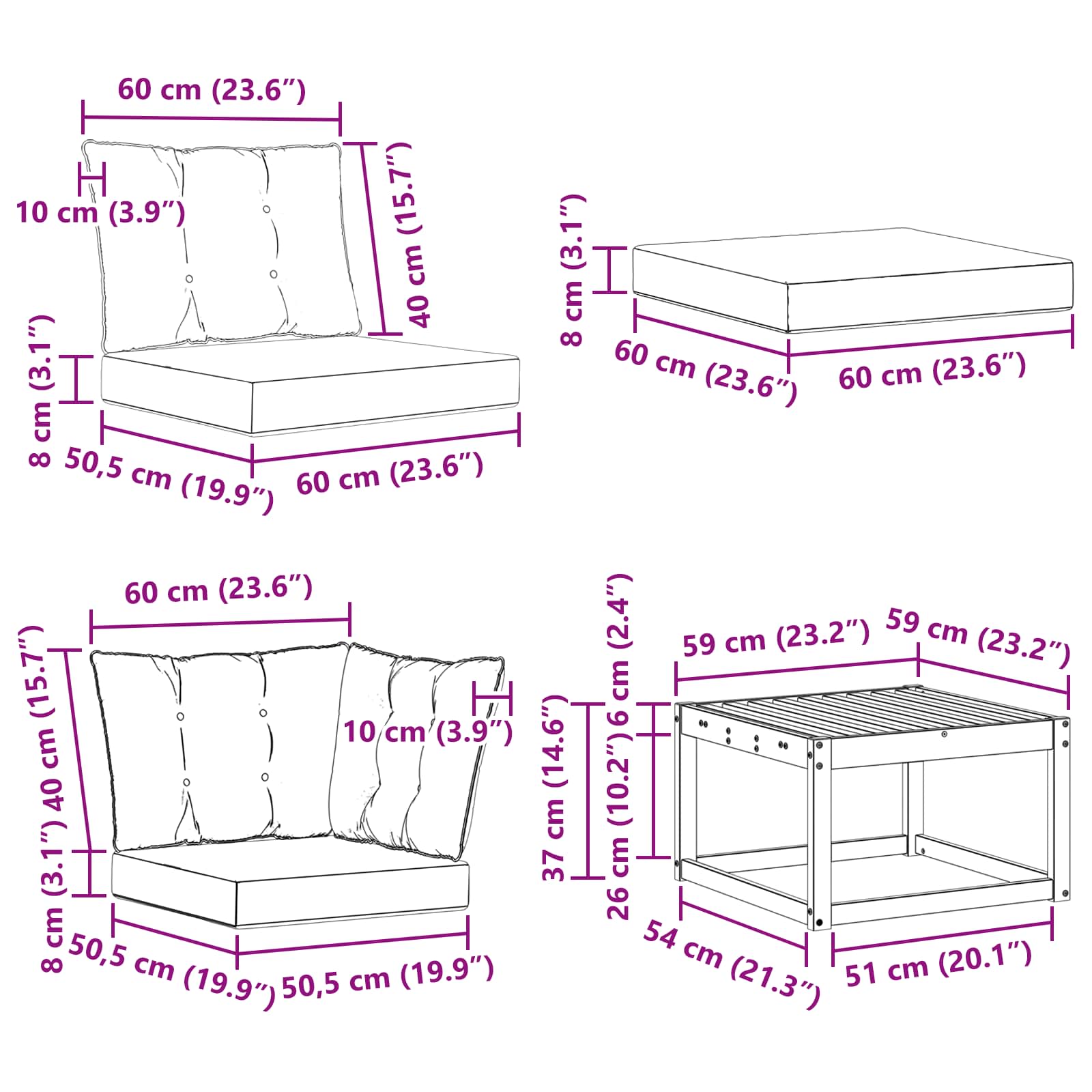 Outdoor-Sofagarnitur 7 stk. Natur und Creme