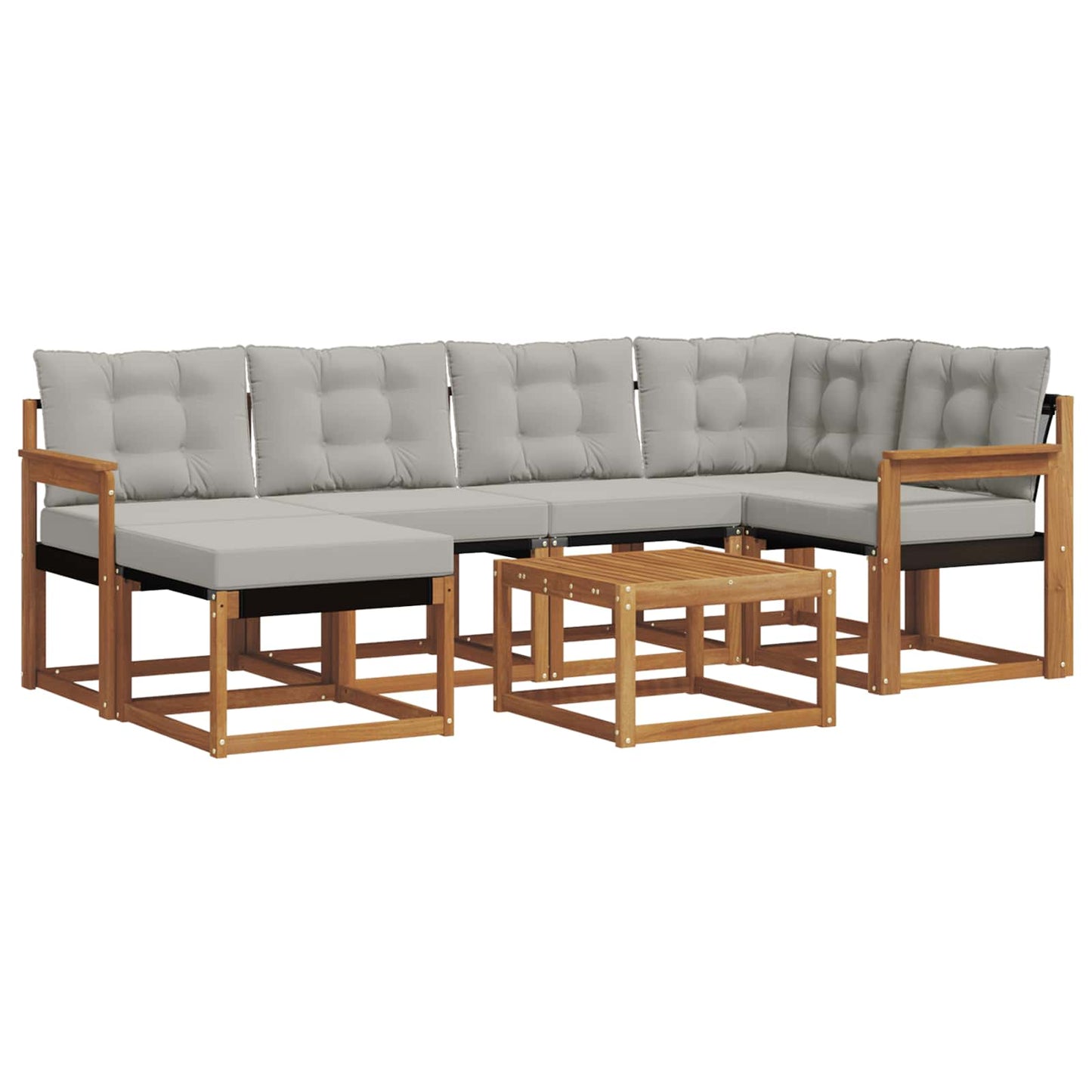 Outdoor-Sofagarnitur mit Kissen 7 pcs Natürlich und Hellgrau