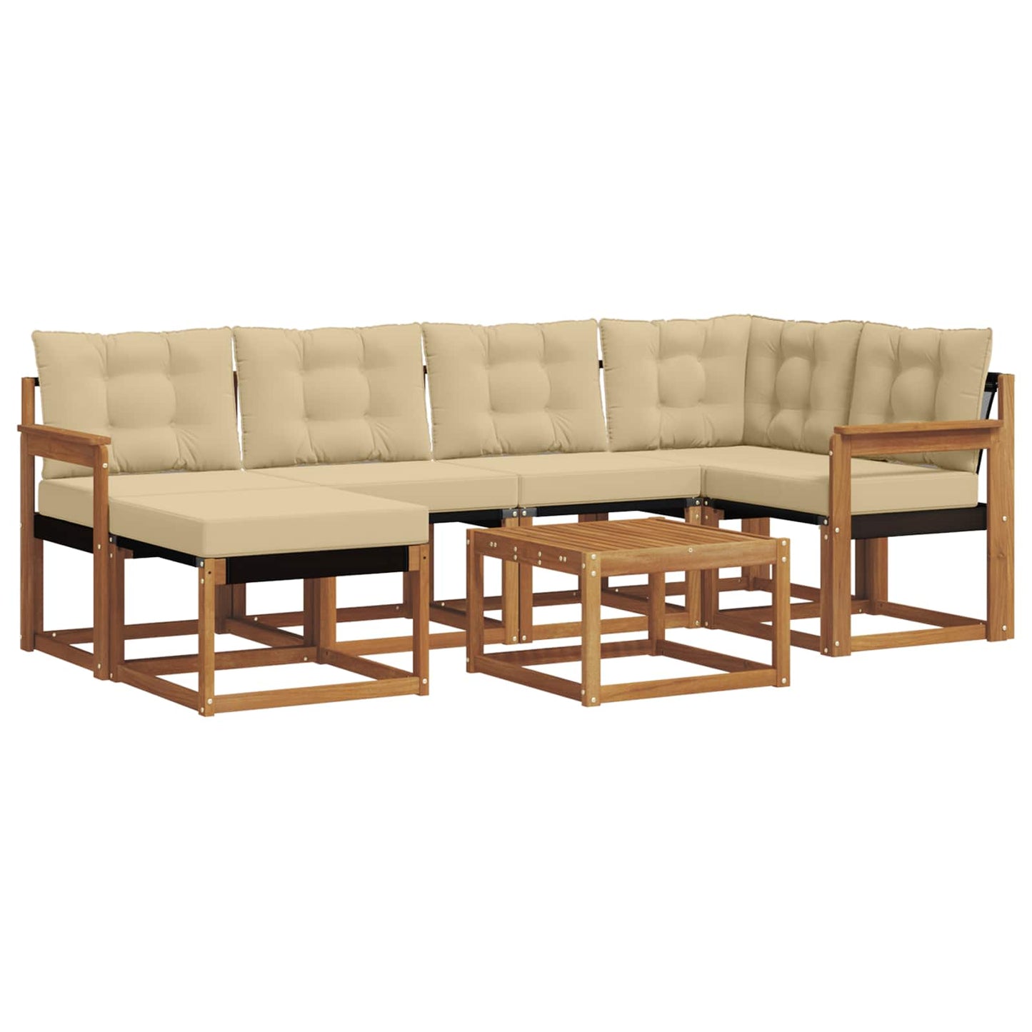 Outdoor-Sofagarnitur 7 stk. Natur und Beige