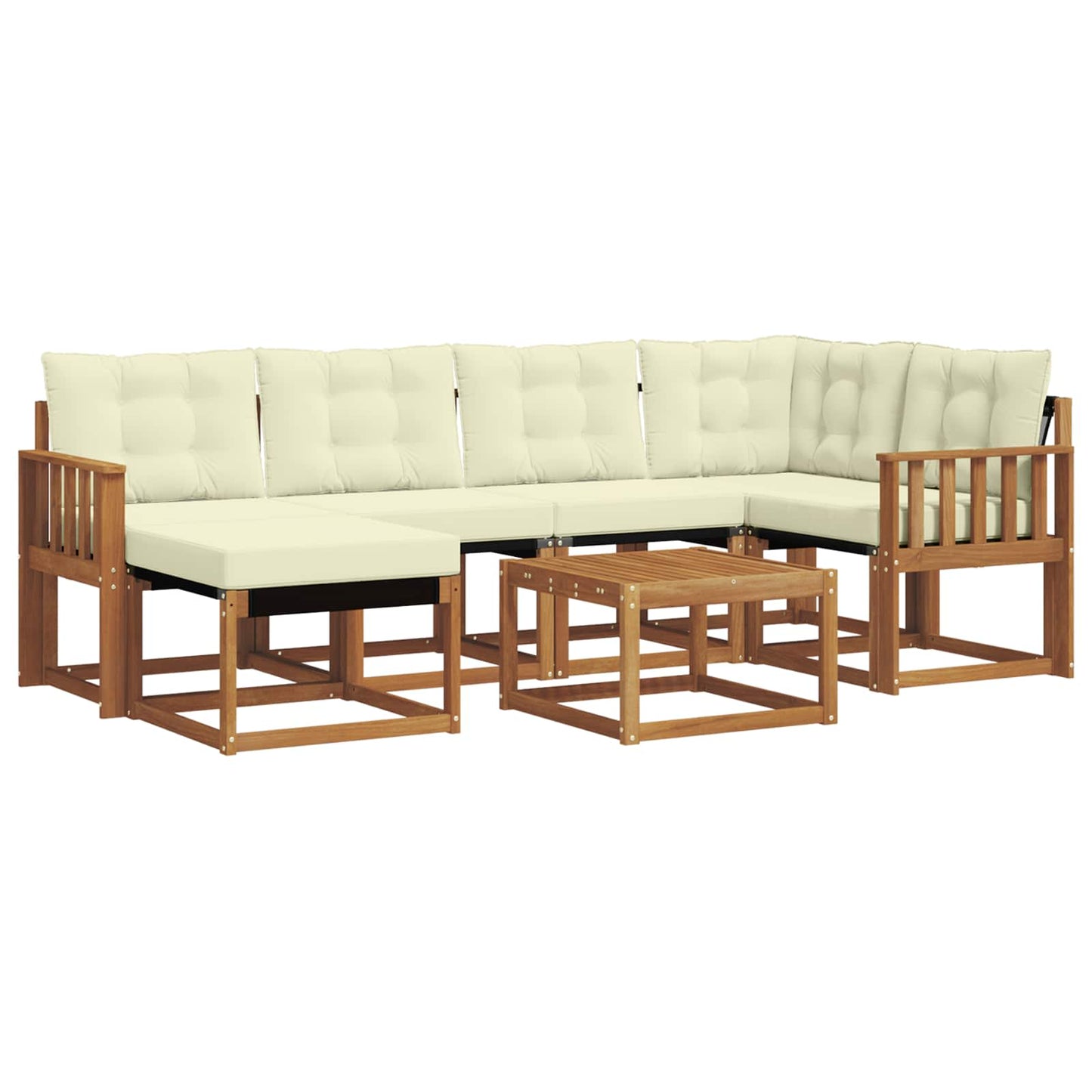 Outdoor-Sofagarnitur 7 stk. Natur und Creme