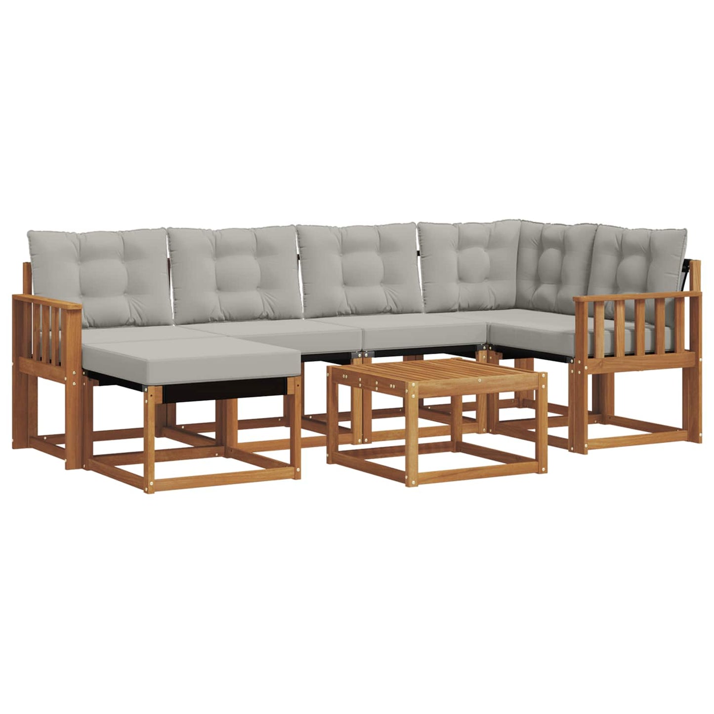 Outdoor-Sofagarnitur mit Kissen 7 pcs Natürlich und Hellgrau