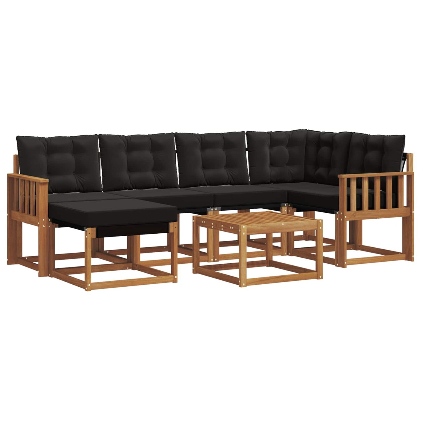 Outdoor-Sofagarnitur mit Kissen 7 pcs Natürlich und Schwarz