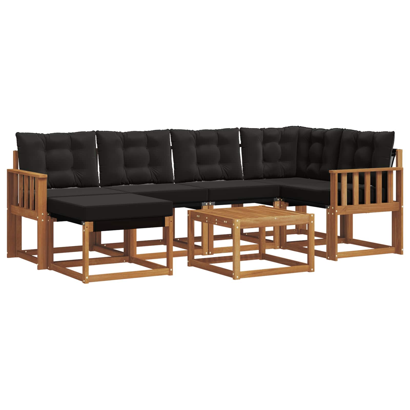 Outdoor-Sofagarnitur mit Kissen 7 pcs Natürlich und Schwarz