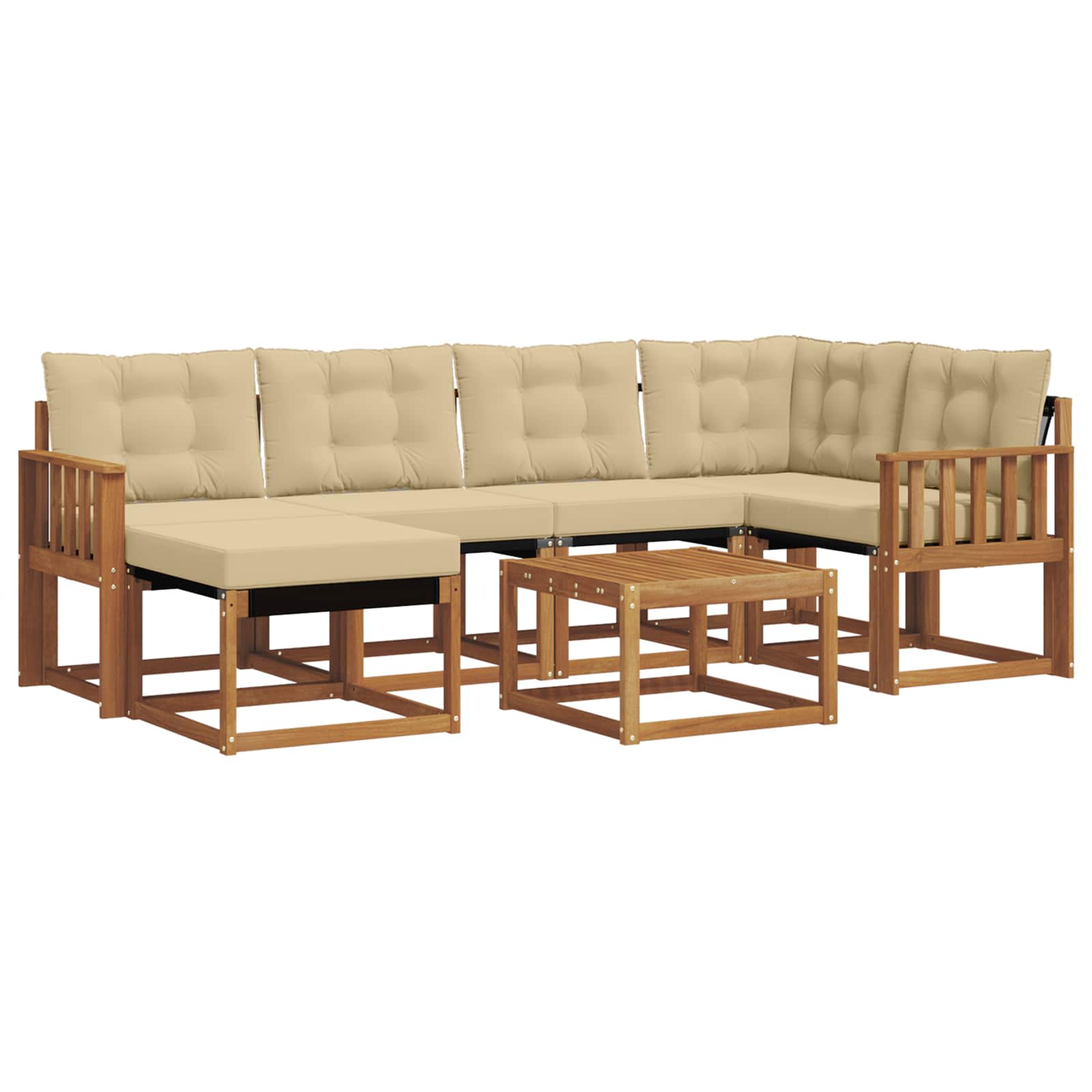 Outdoor-Sofagarnitur 7 stk. Natur und Beige