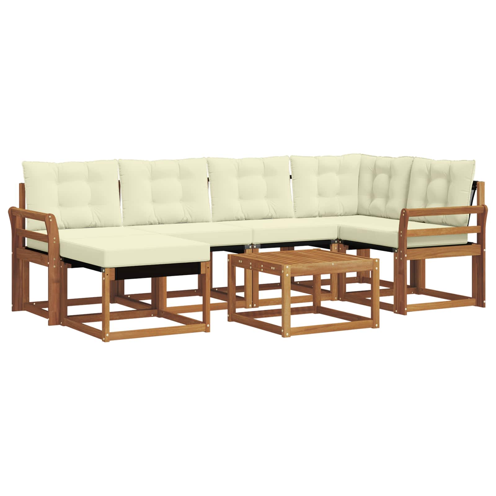 Outdoor-Sofagarnitur mit Kissen 7 pcs Natur und Creme