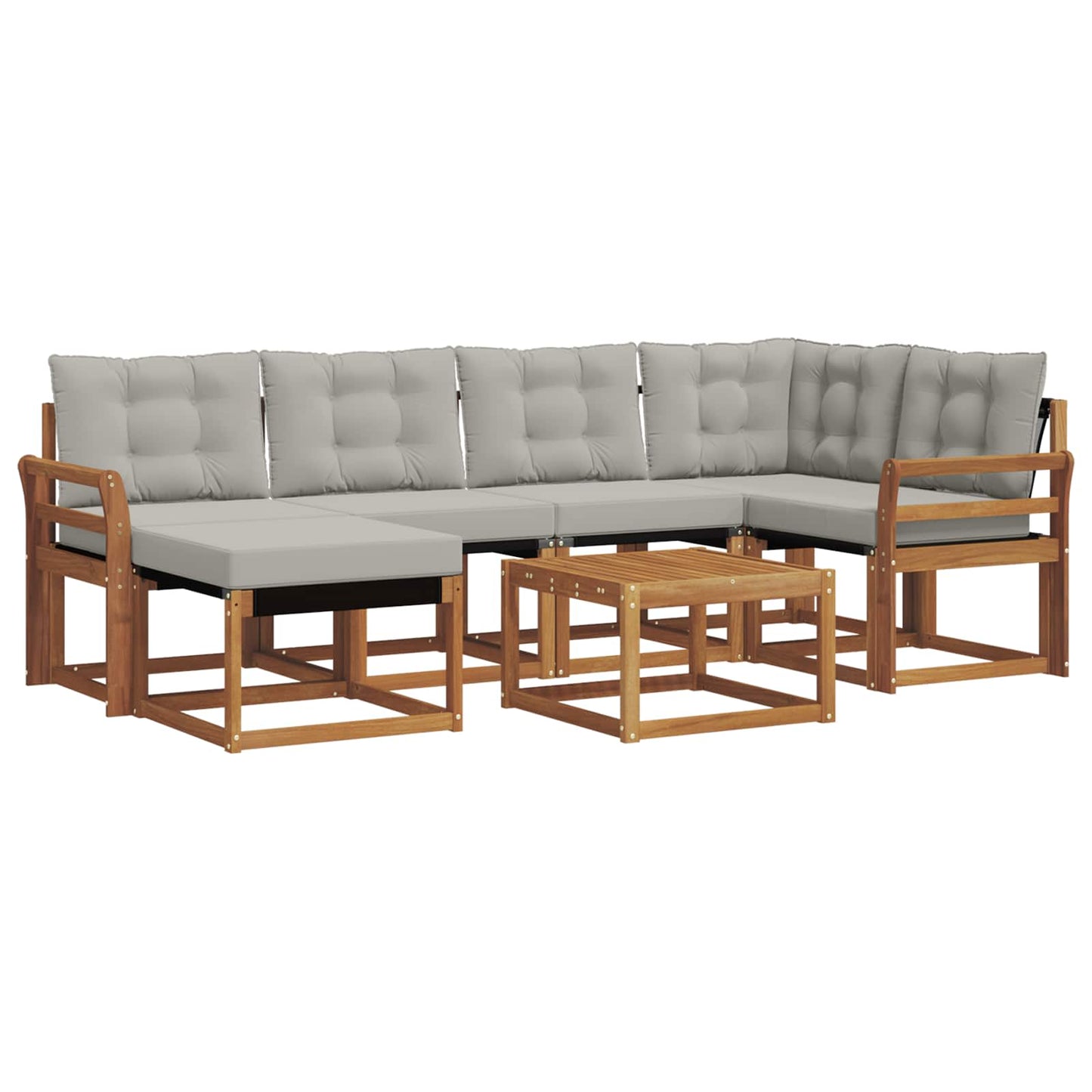 Outdoor-Sofagarnitur mit Kissen 7 pcs Natürlich und Hellgrau